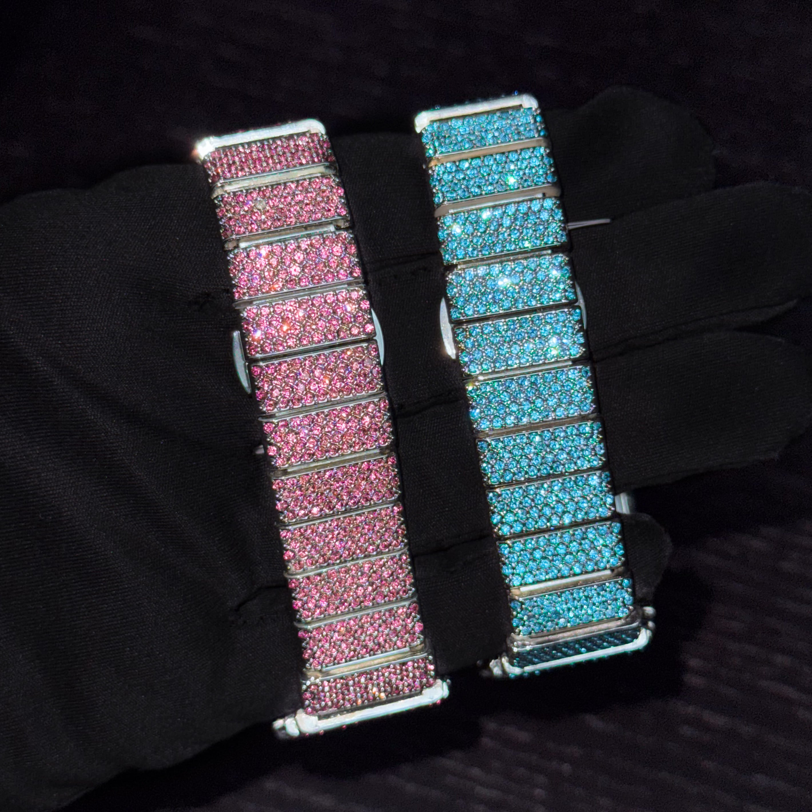 Women's Elegant 33mm Iced Diamond Watch: End-to-end Fully Iced Out Band with Brilliant Colorful Crystals
