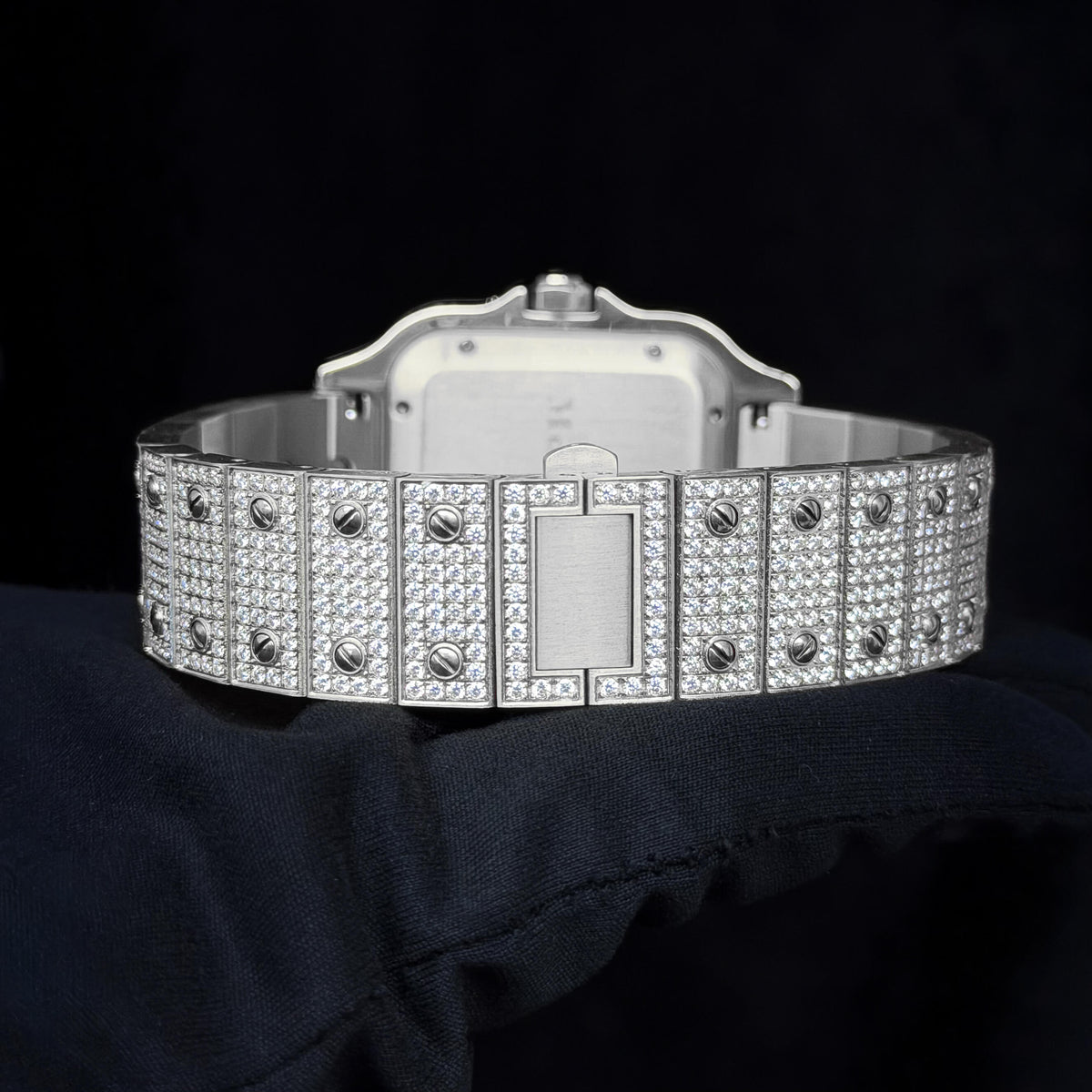 Men's 38mm Iced Out Square Moissanite Stainless Steel Watch - Automatic Movement