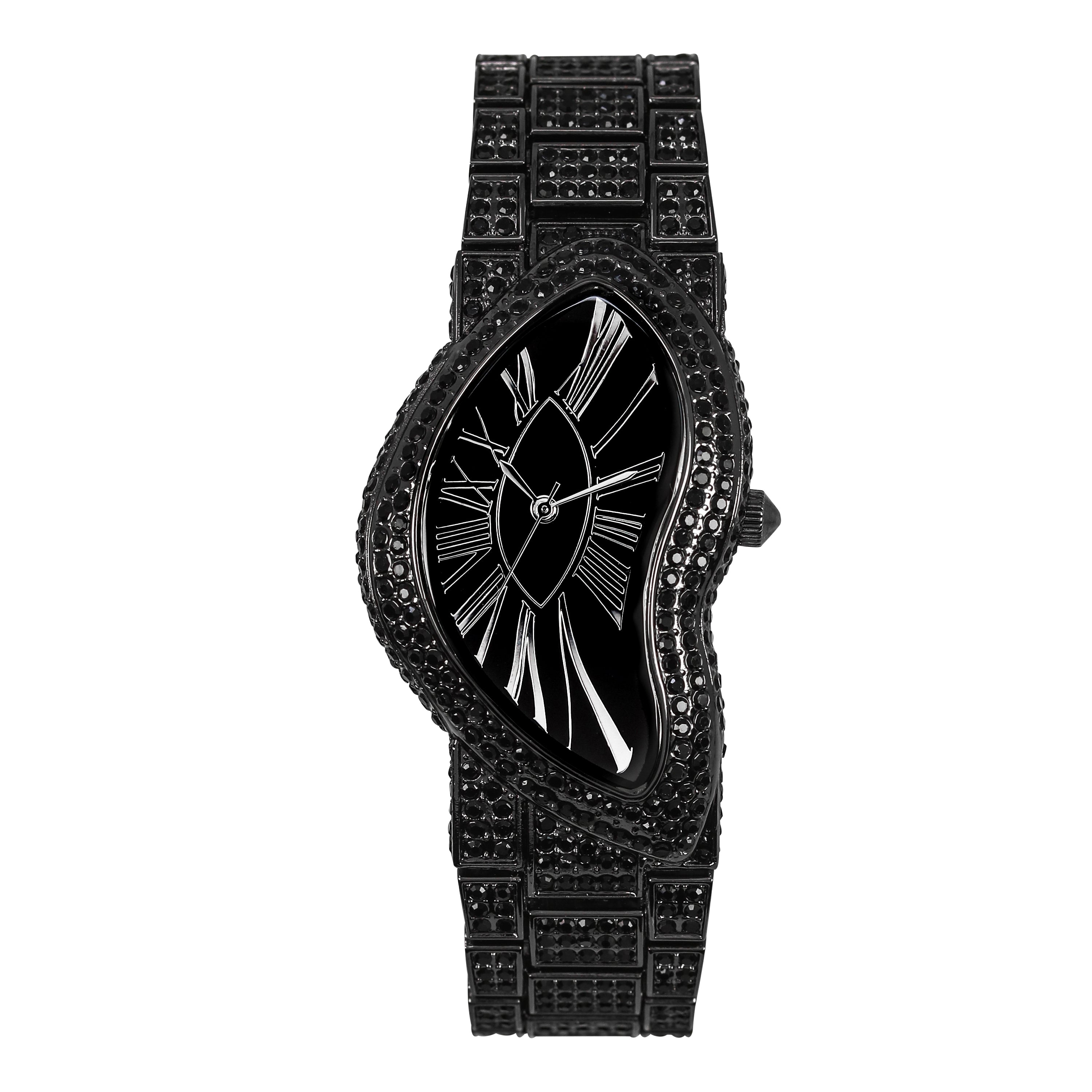 Men's 30mm Fully Iced-Out Warped Watch - Quartz Movement