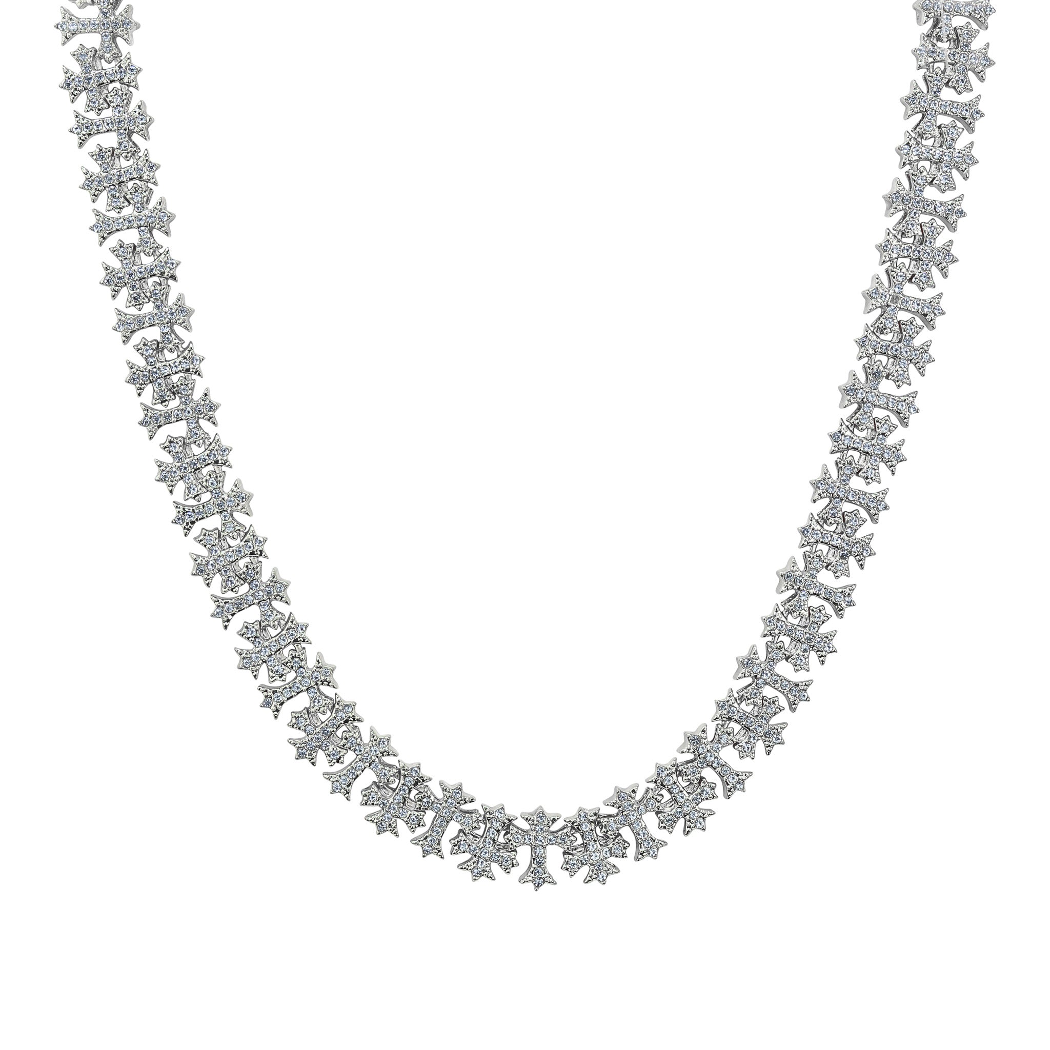 Men's 20mm Iced Out Cross Link Chain Necklace - 20 Inch Length