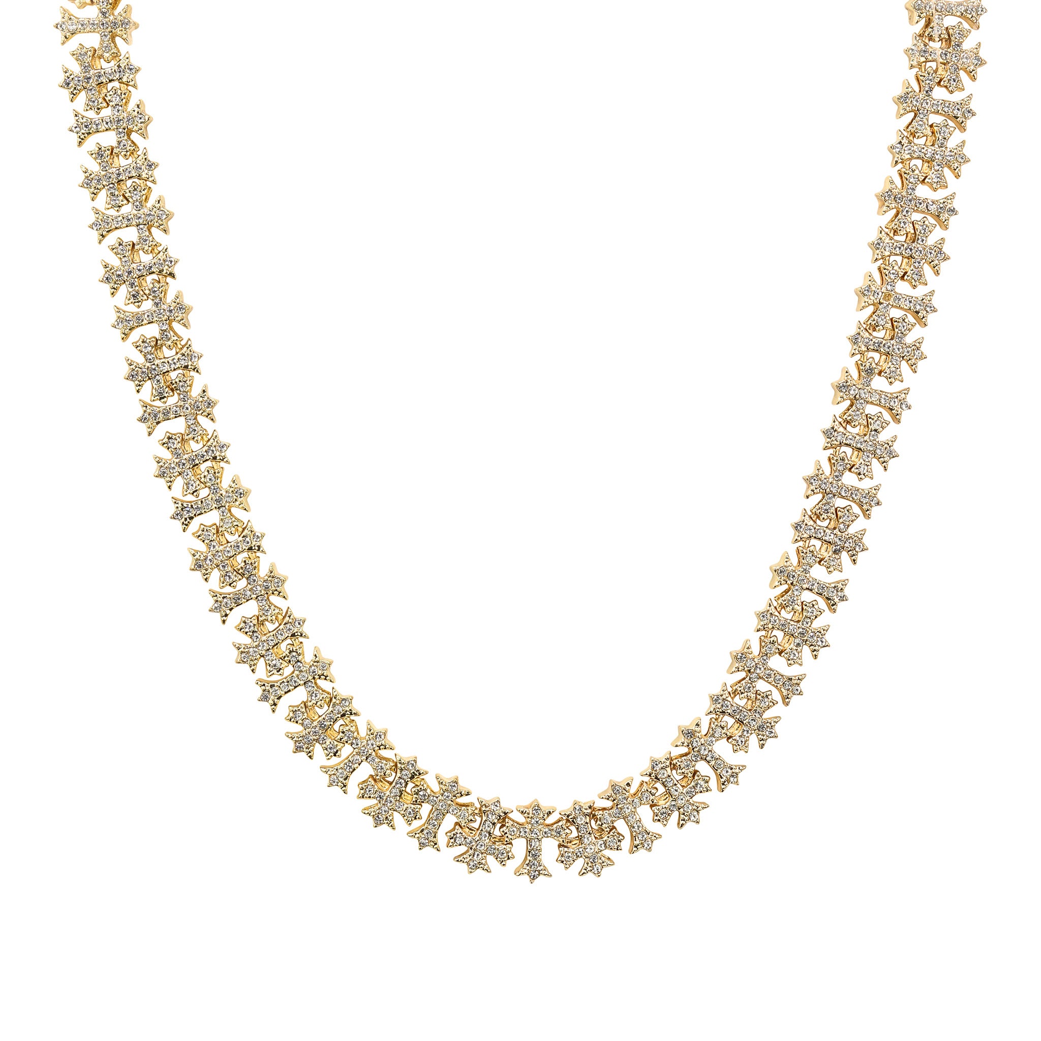 Men's 20mm Iced Out Cross Link Chain Necklace - 20 Inch Length