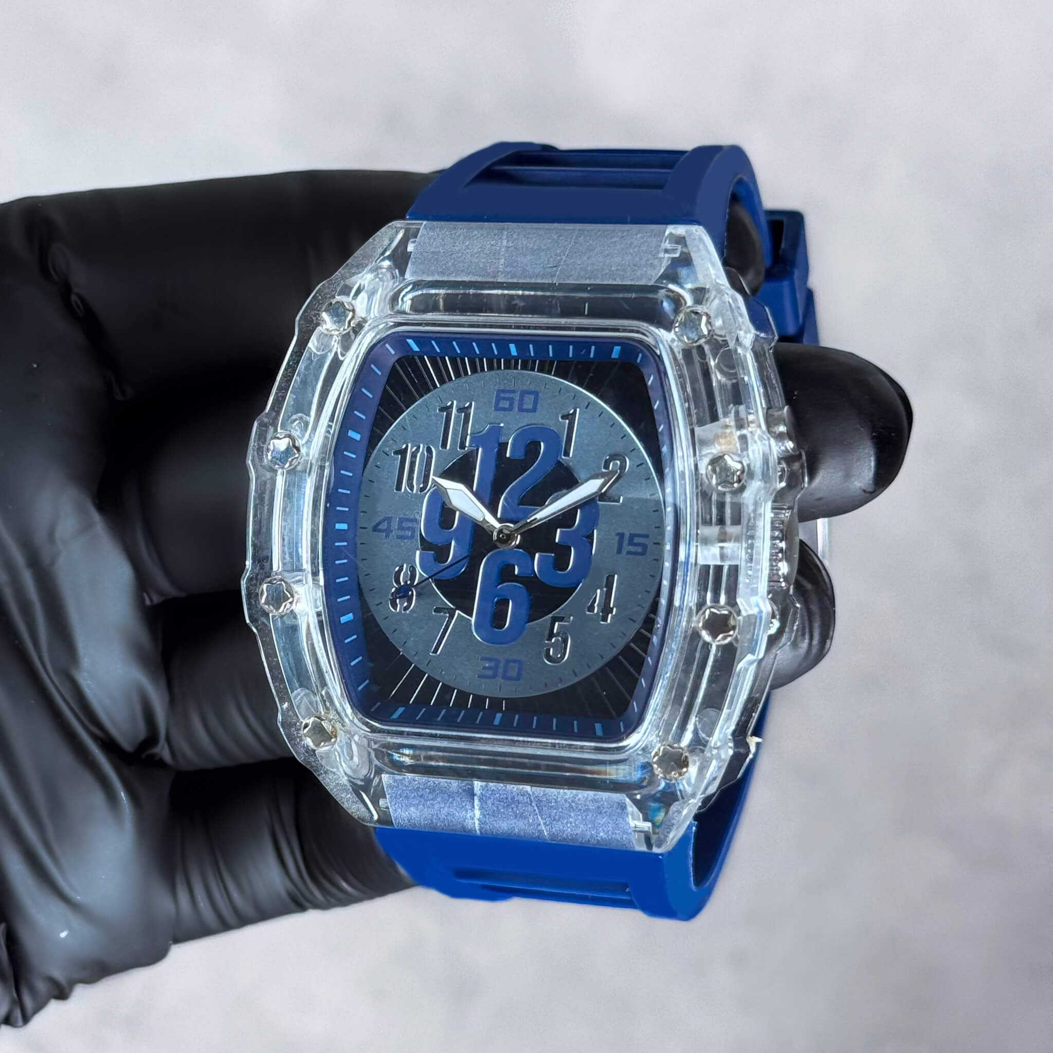 Men's 44mm Tonneau Dial Watch - Breathable Silicone Band
