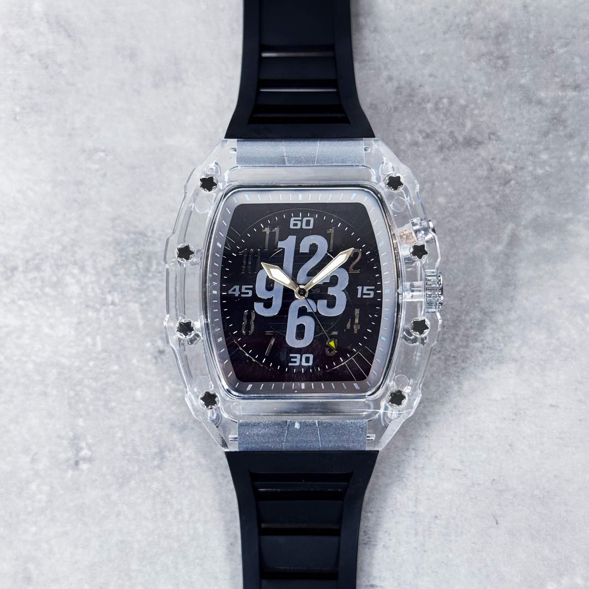 Men's 44mm Tonneau Dial Watch - Breathable Silicone Band