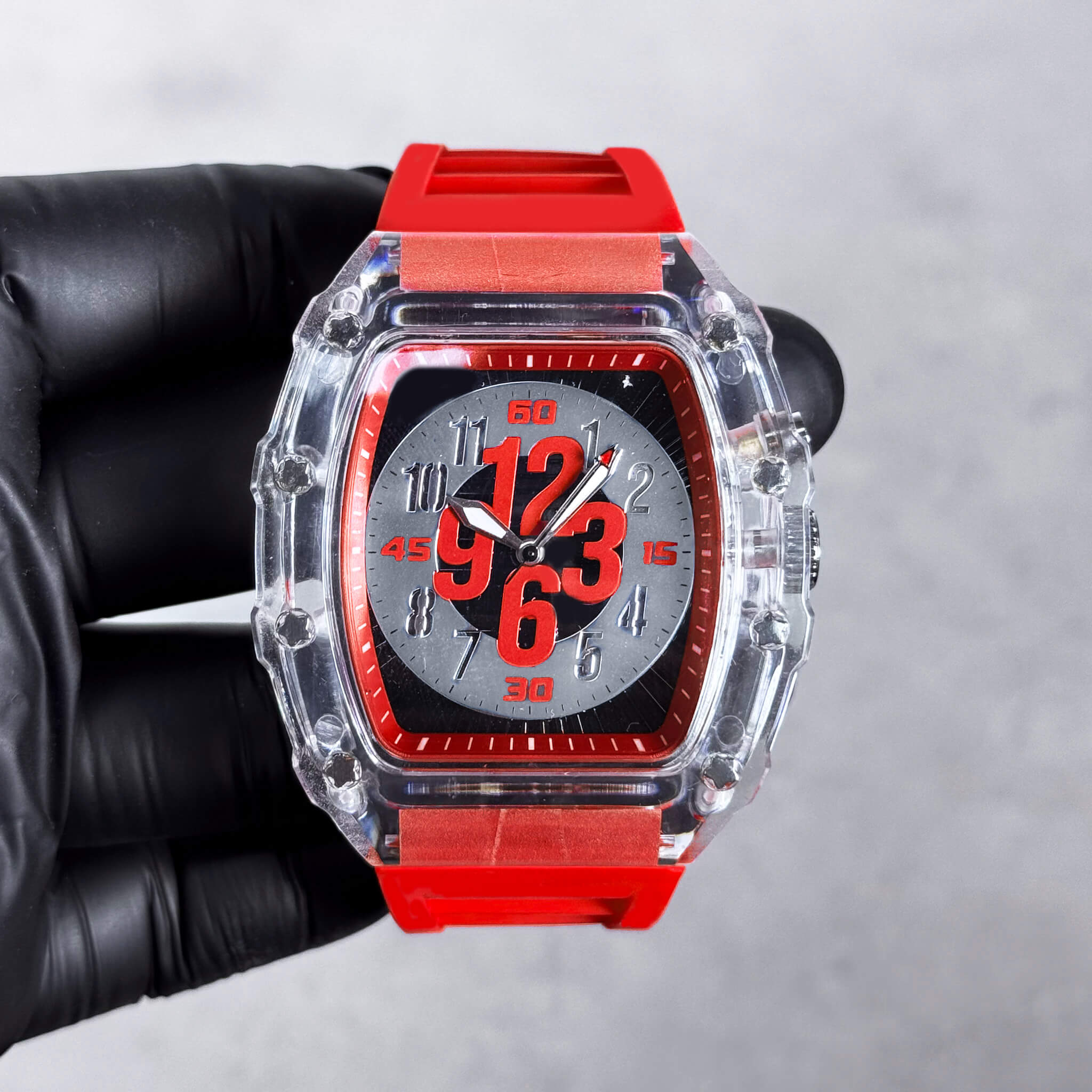 Men's 44mm Tonneau Dial Watch - Breathable Silicone Band