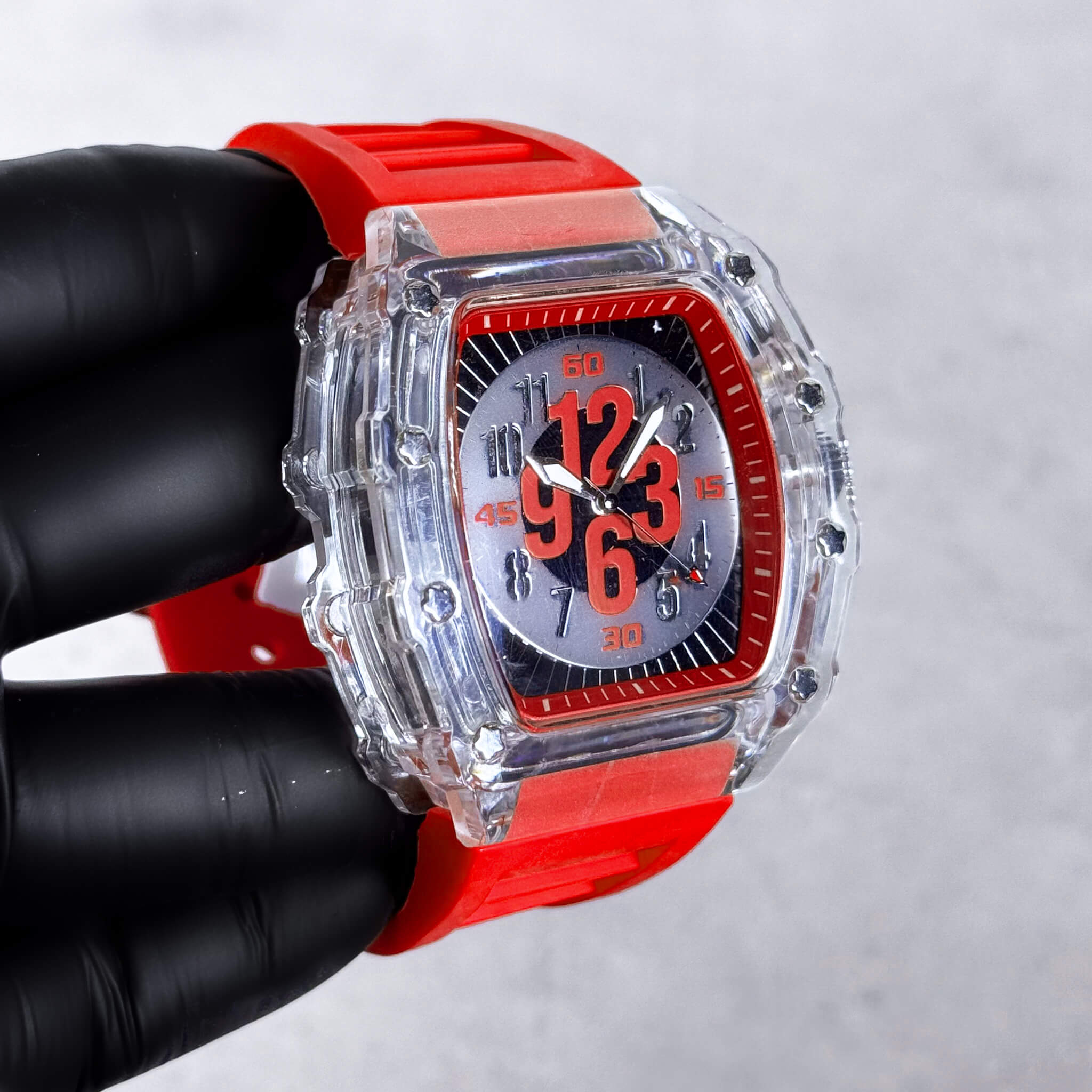 Men's 44mm Tonneau Dial Watch - Breathable Silicone Band