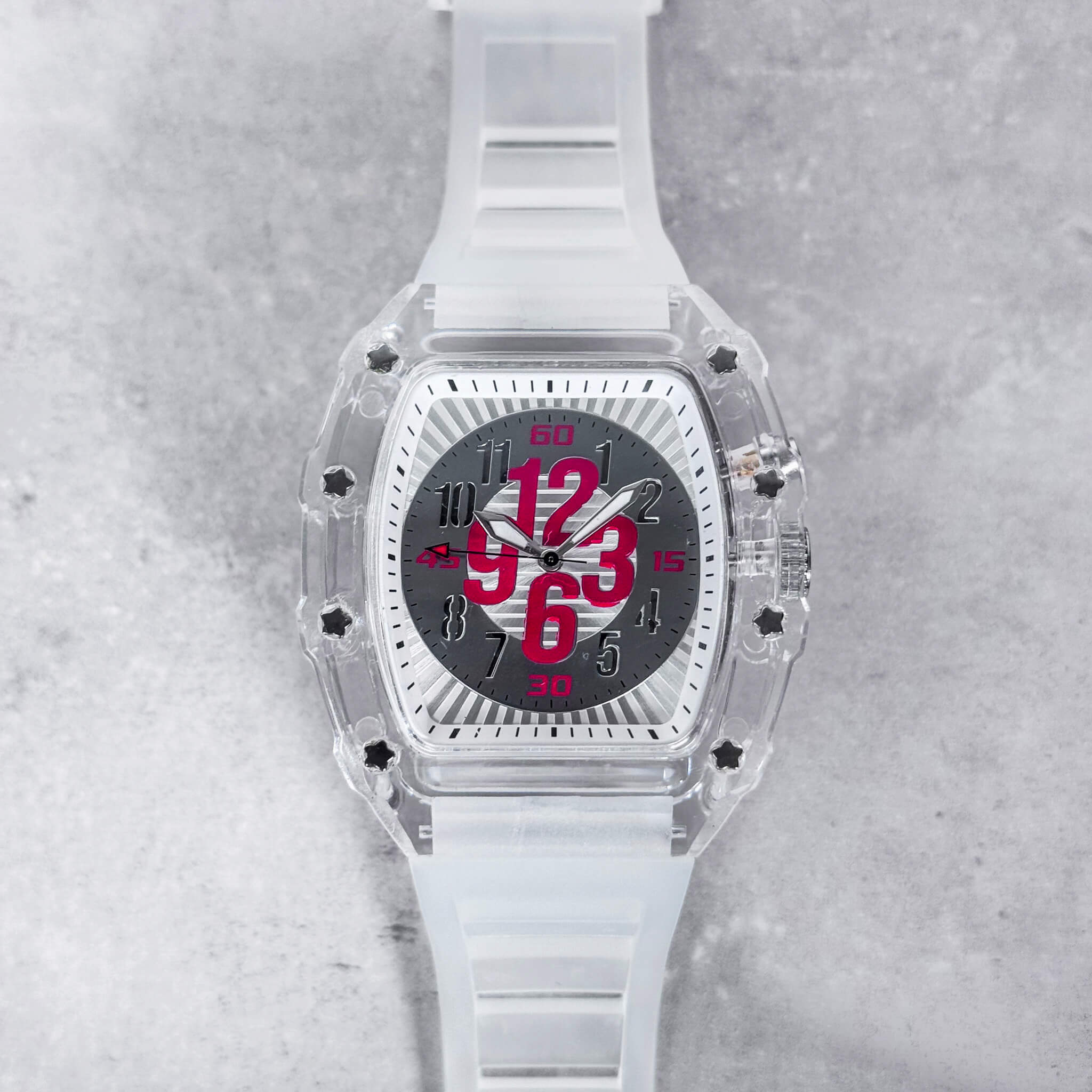 Men's 44mm Tonneau Dial Watch - Breathable Silicone Band