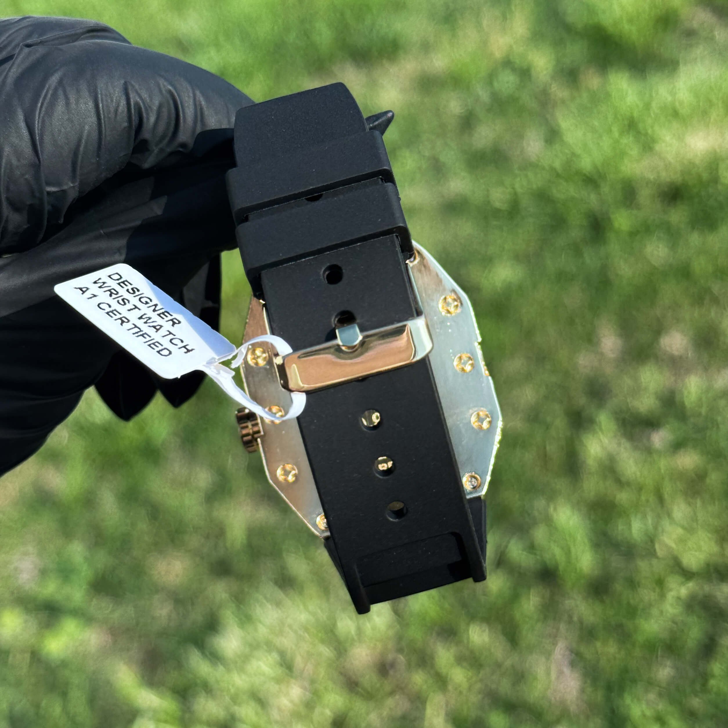 Men's 41mm Black Tonneau Watch - Skeleton Dial