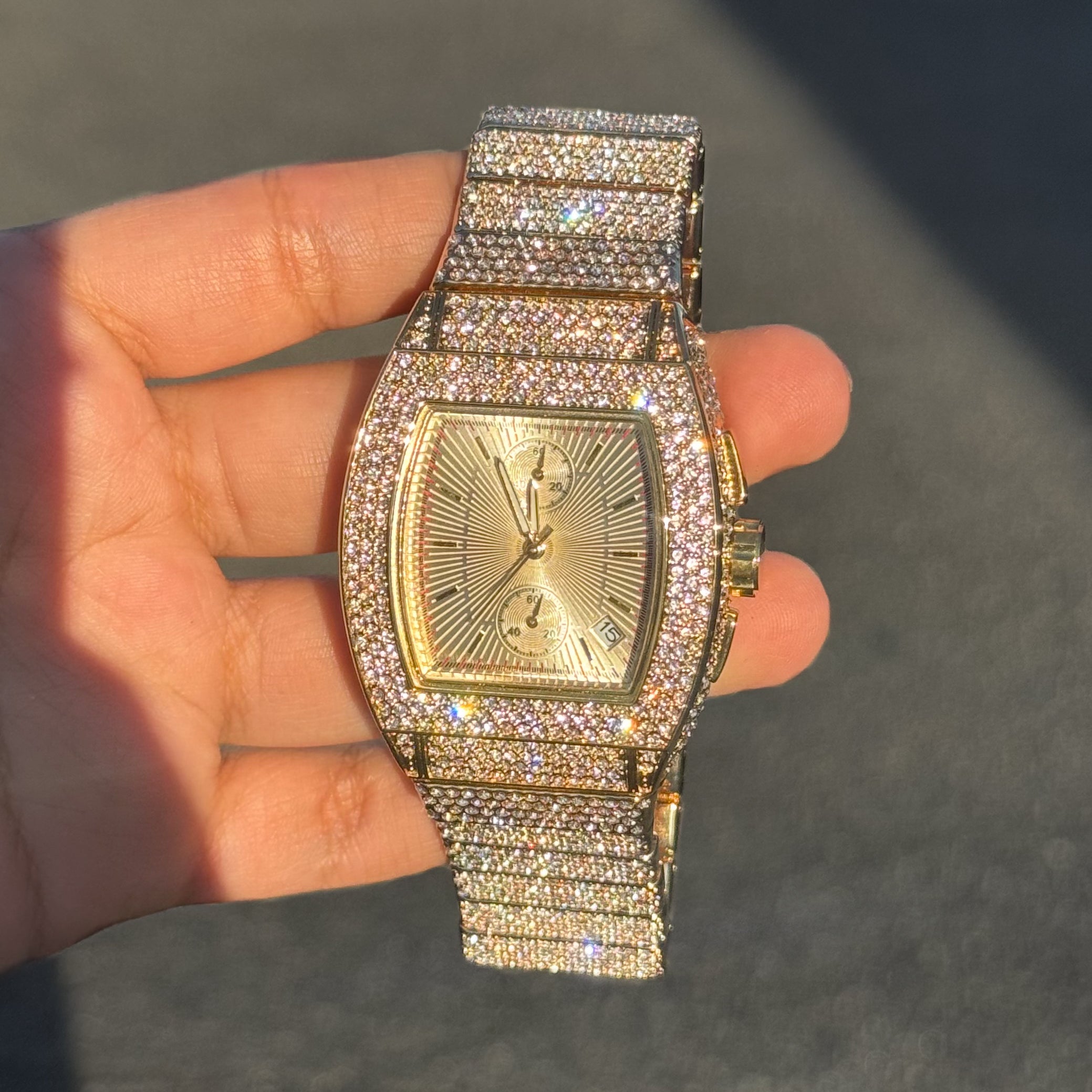Men's Luxury Iced Out 39mm Watch - Tonneau Shape