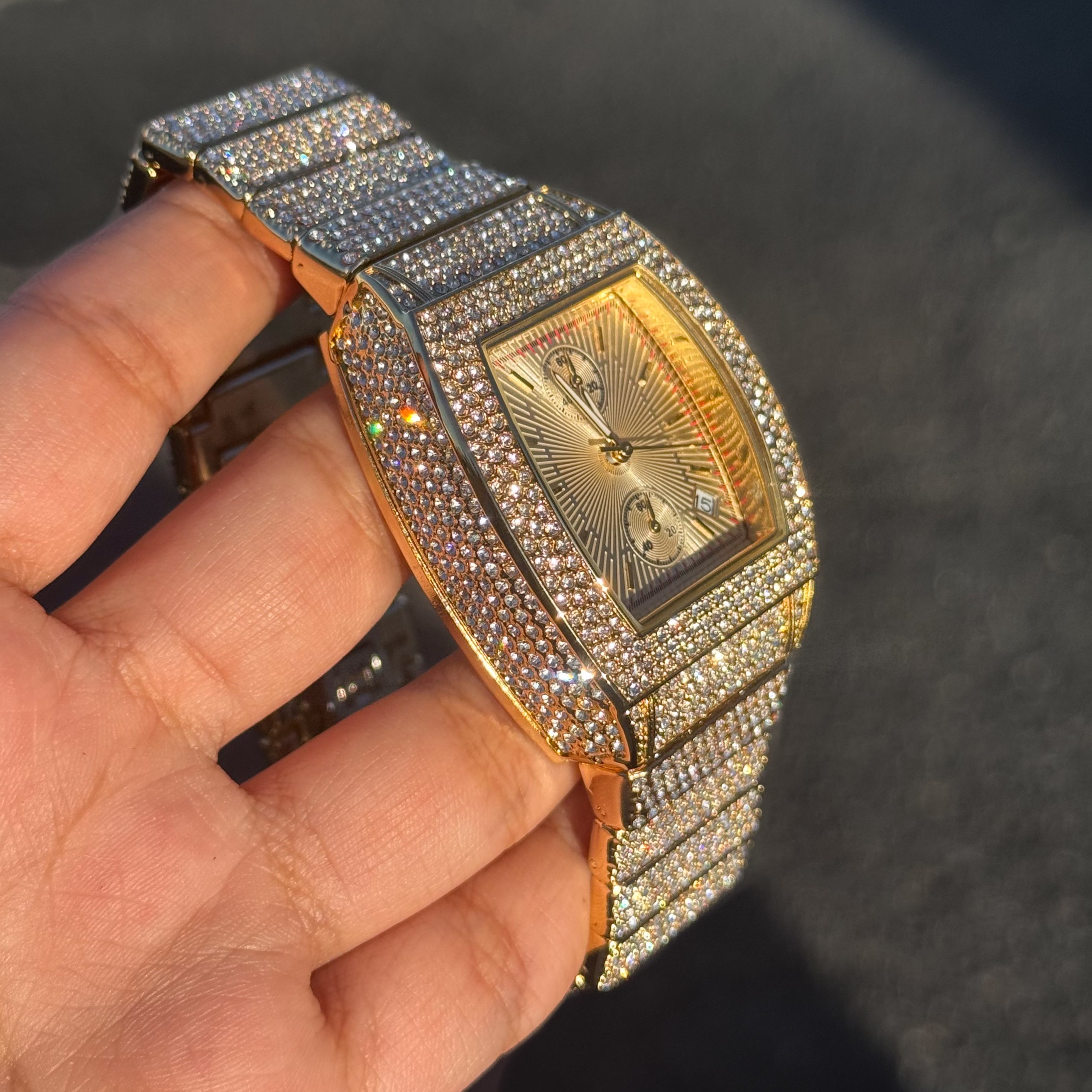 Men's Luxury Iced Out 39mm Watch - Tonneau Shape