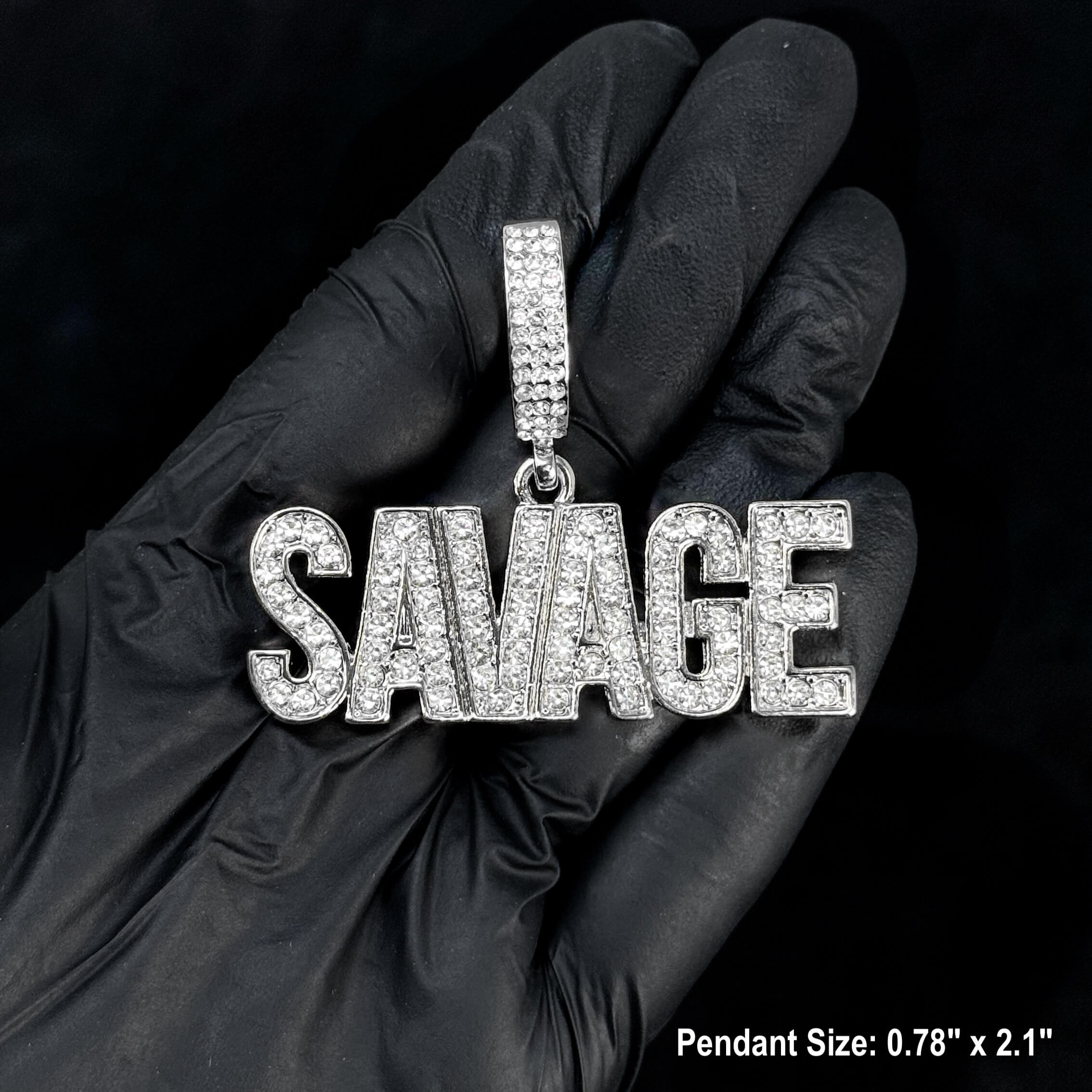 Men's Large Iced Out Savage Pendant with 12mm Iced Cuban Necklace