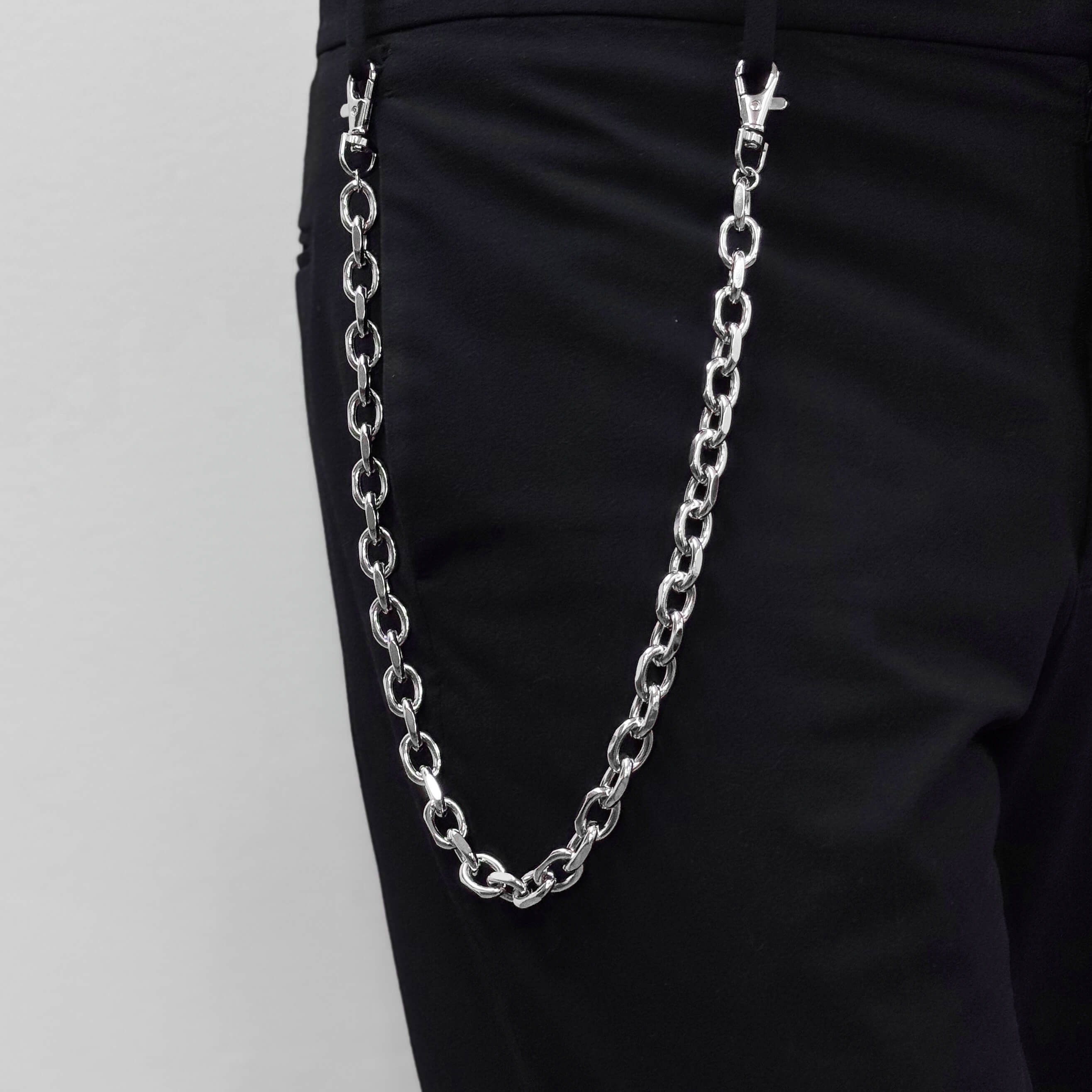 Men's 12mm Silver Pant Chain Stylish Accessory for Jeans