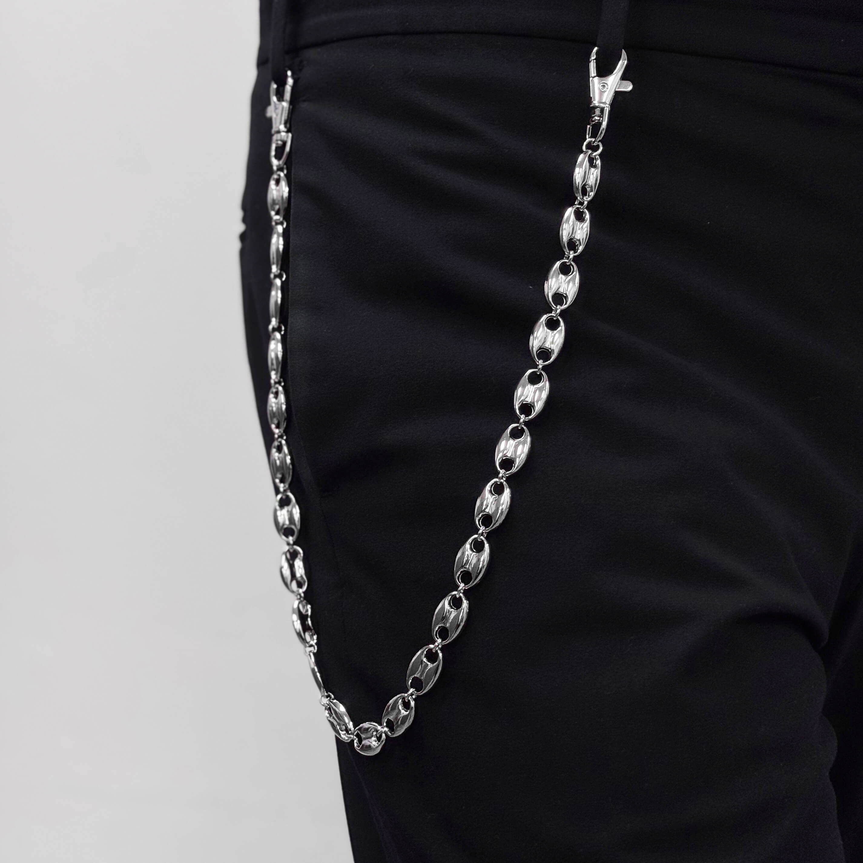Men's 13mm Silver Mariner Link Pant Chain Stylish Accessory for Jeans