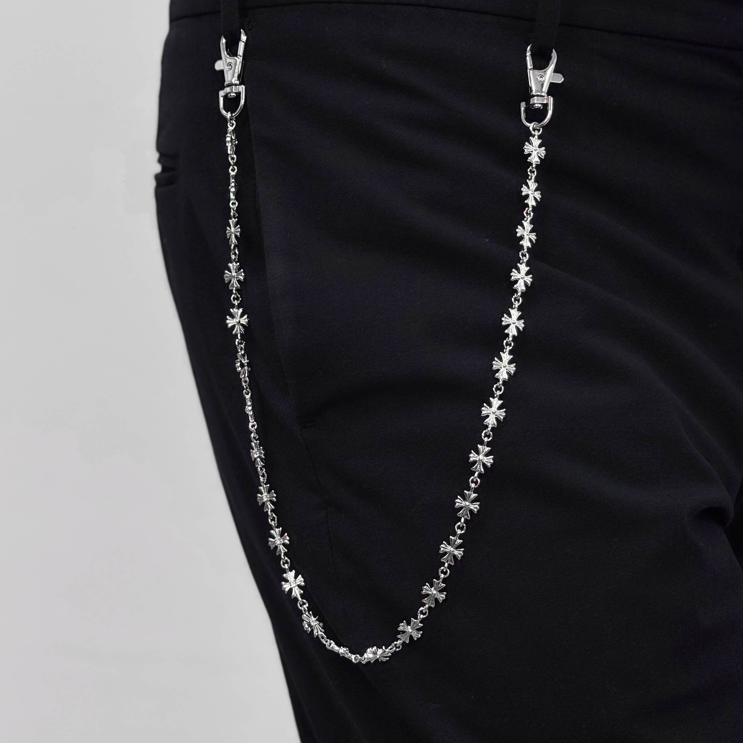 Men's 10mm CH Inspired Cross Pant Chain Stylish Accessory for Jeans