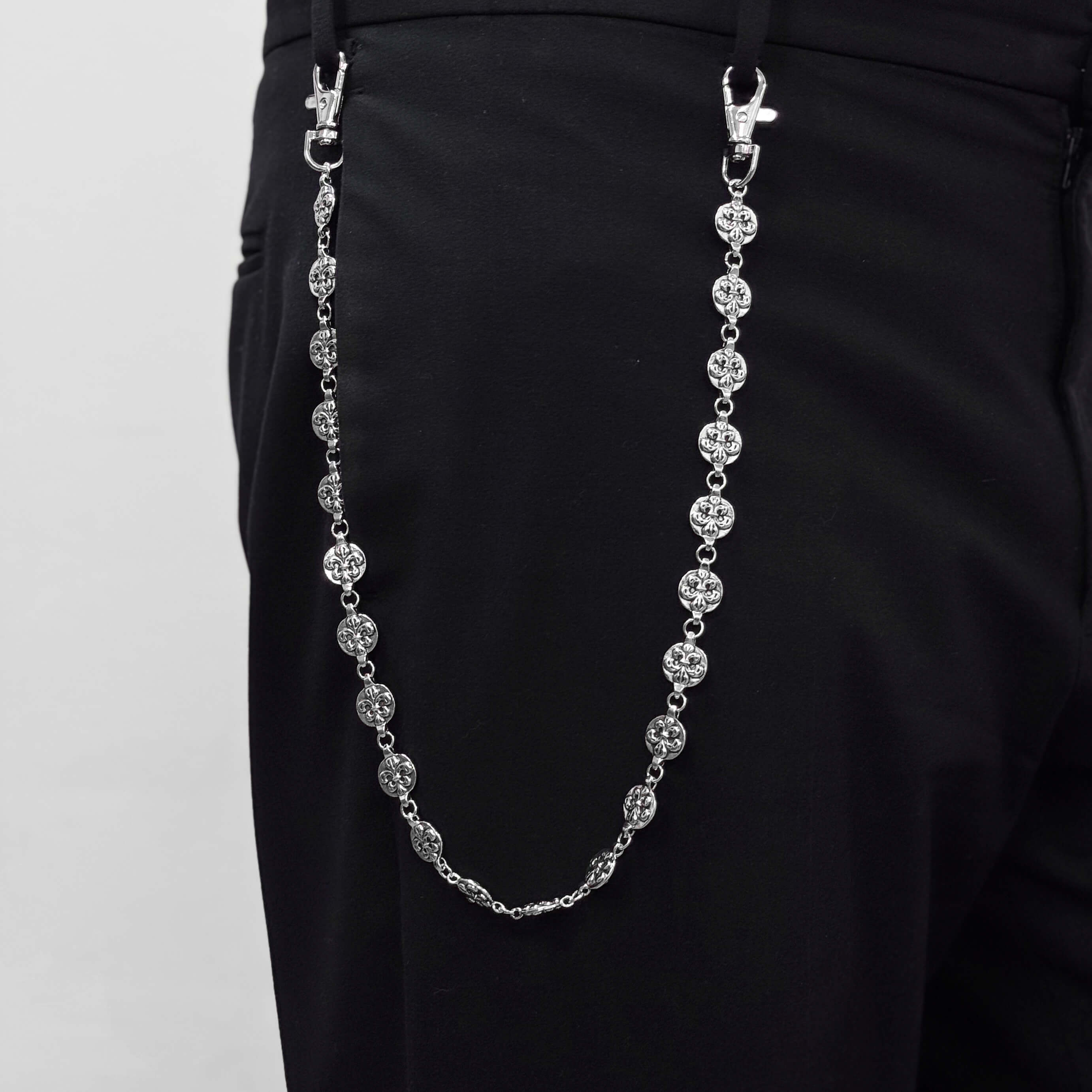 Men's 14mm Fleur de Lis Wallet Chain Stylish Silver Accessory for Jeans