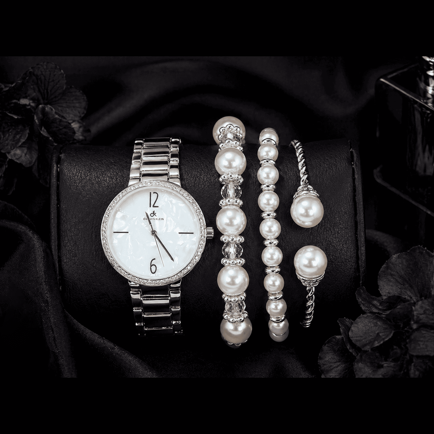 Women’s 36mm Round Dial Watch & Bangle Bracelet Set