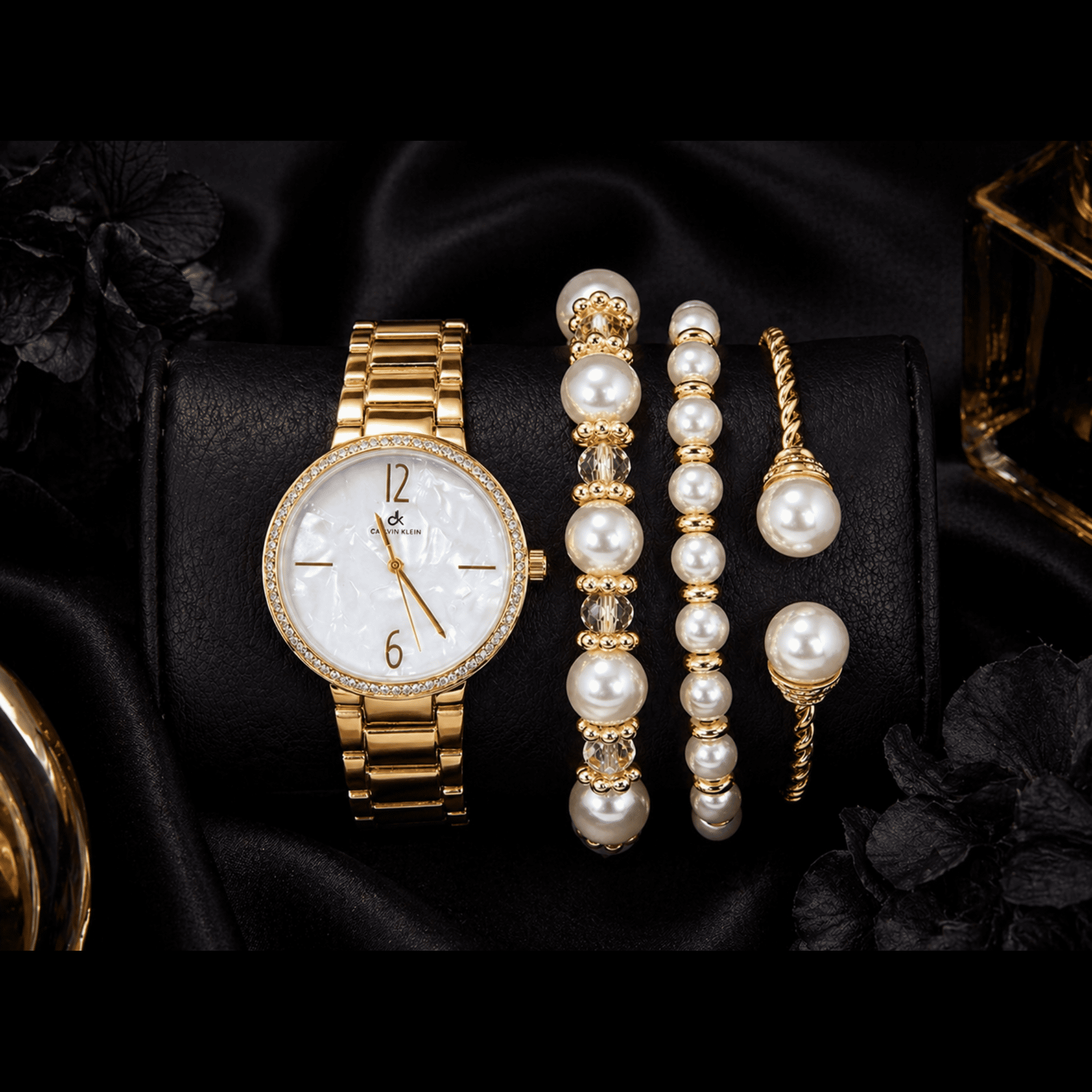 Women’s 36mm Round Dial Watch & Bangle Bracelet Set