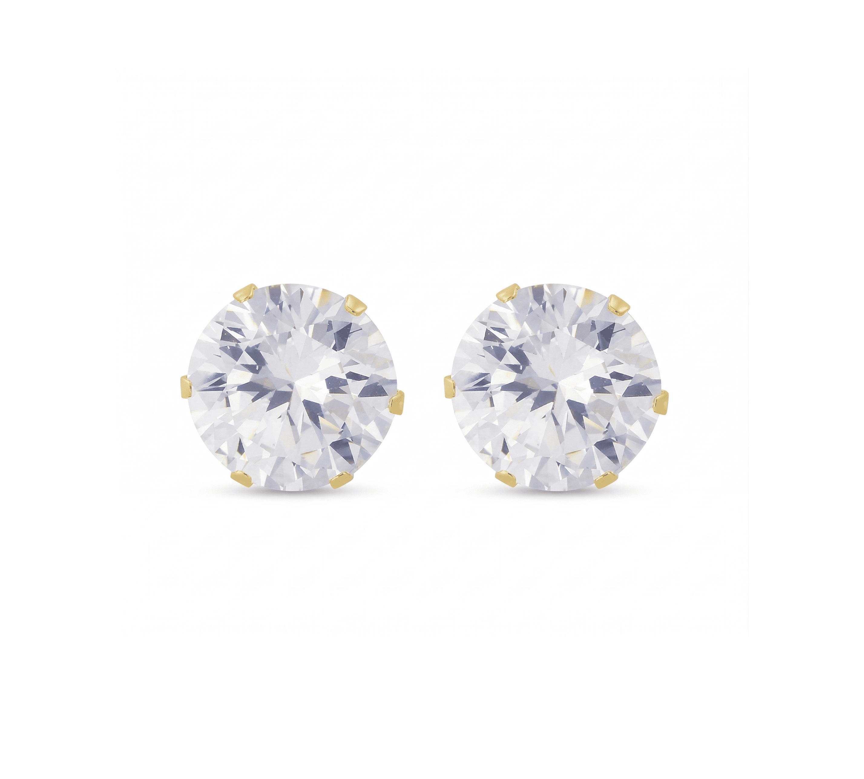 Stainless Steel CZ Round Stud Earrings – 4mm to 8mm