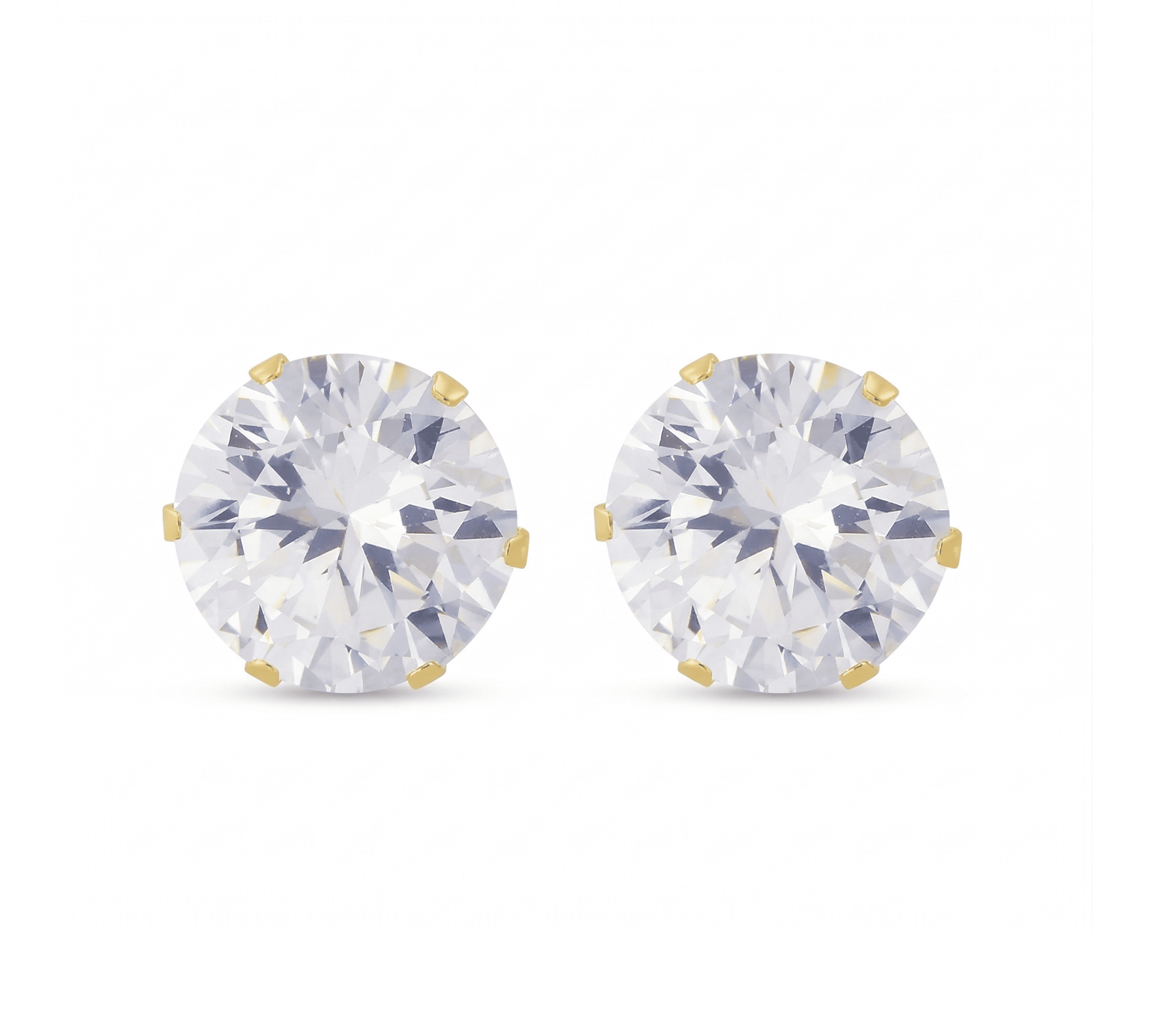 Stainless Steel CZ Round Stud Earrings – 4mm to 8mm