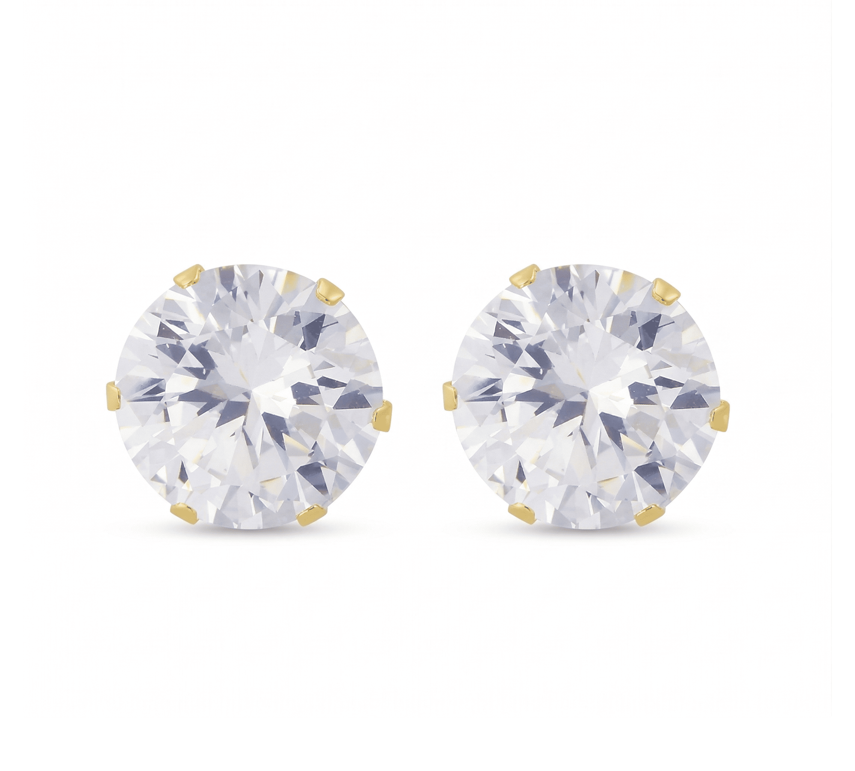 Stainless Steel CZ Round Stud Earrings – 4mm to 8mm