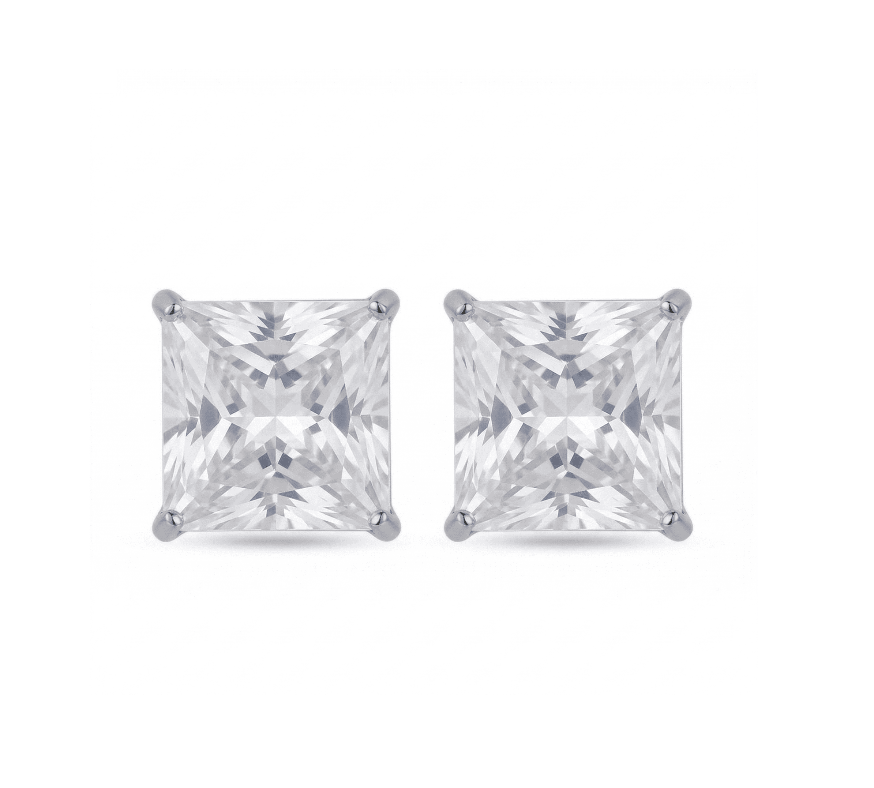 Stainless Steel CZ Square Stud Earrings – 4mm to 8mm