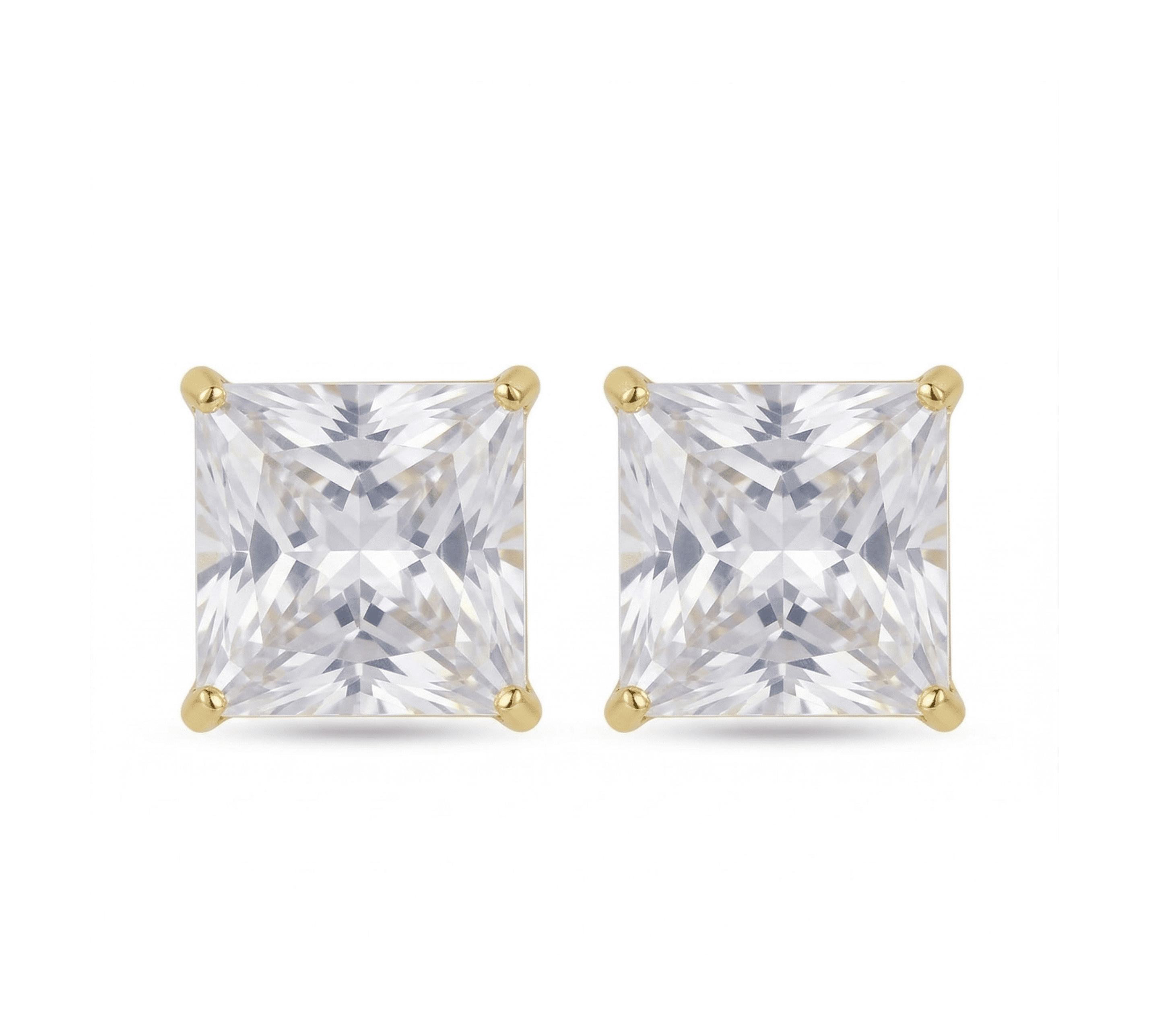 Stainless Steel CZ Square Stud Earrings – 4mm to 8mm