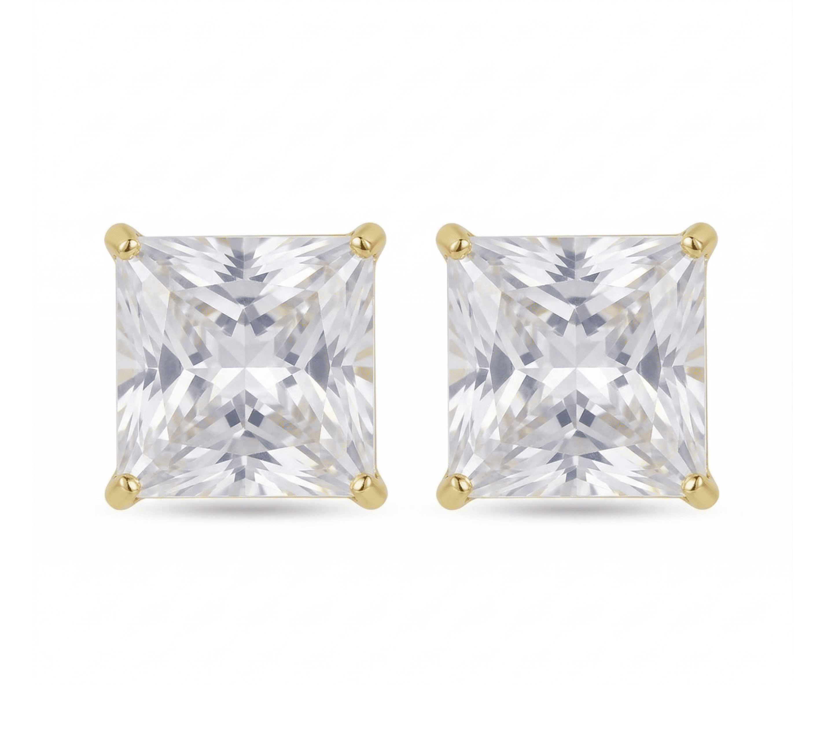 Stainless Steel CZ Square Stud Earrings – 4mm to 8mm