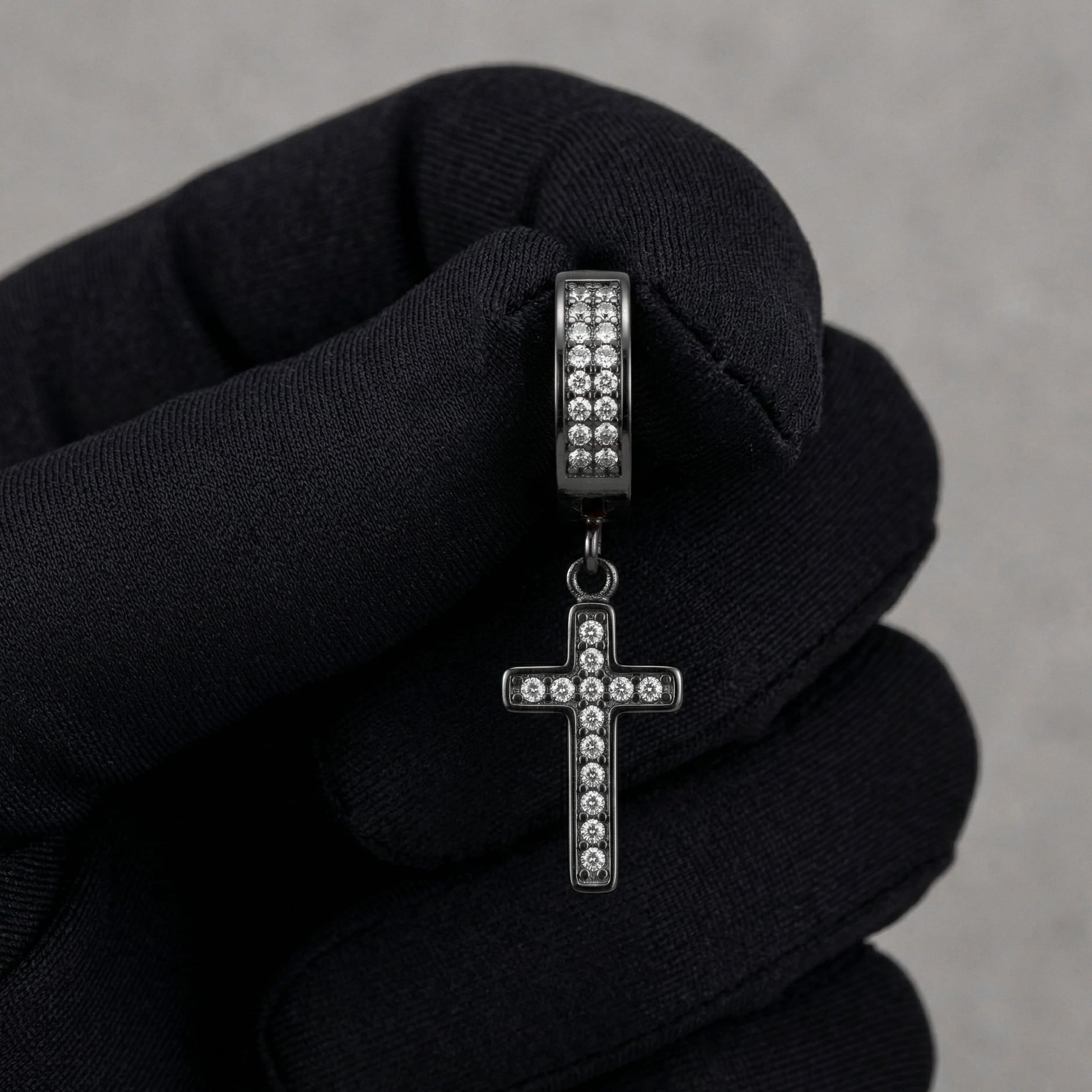 Stainless Steel Hanging Cross Huggie Earrings