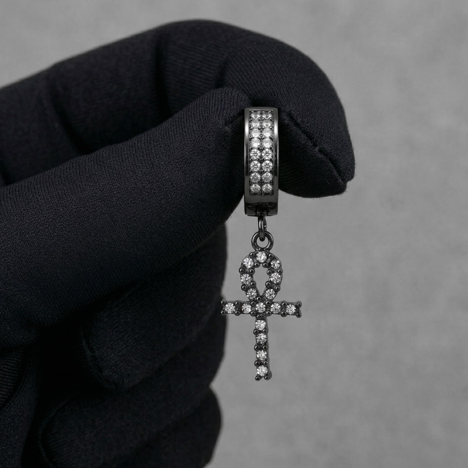 Stainless Steel Hanging Cross Huggie Earrings