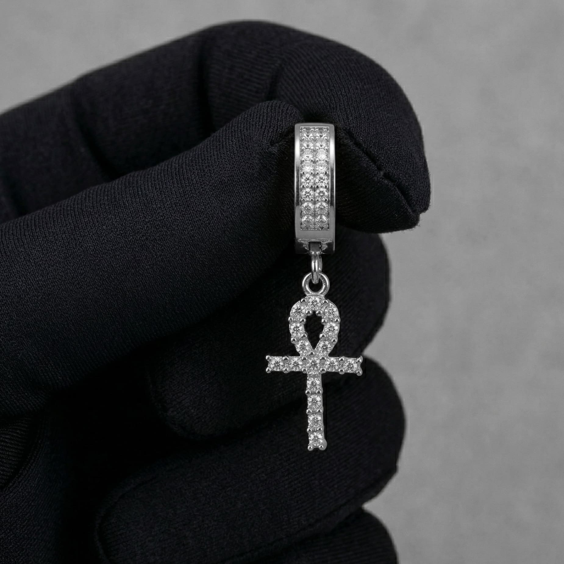 Stainless Steel Hanging Cross Huggie Earrings