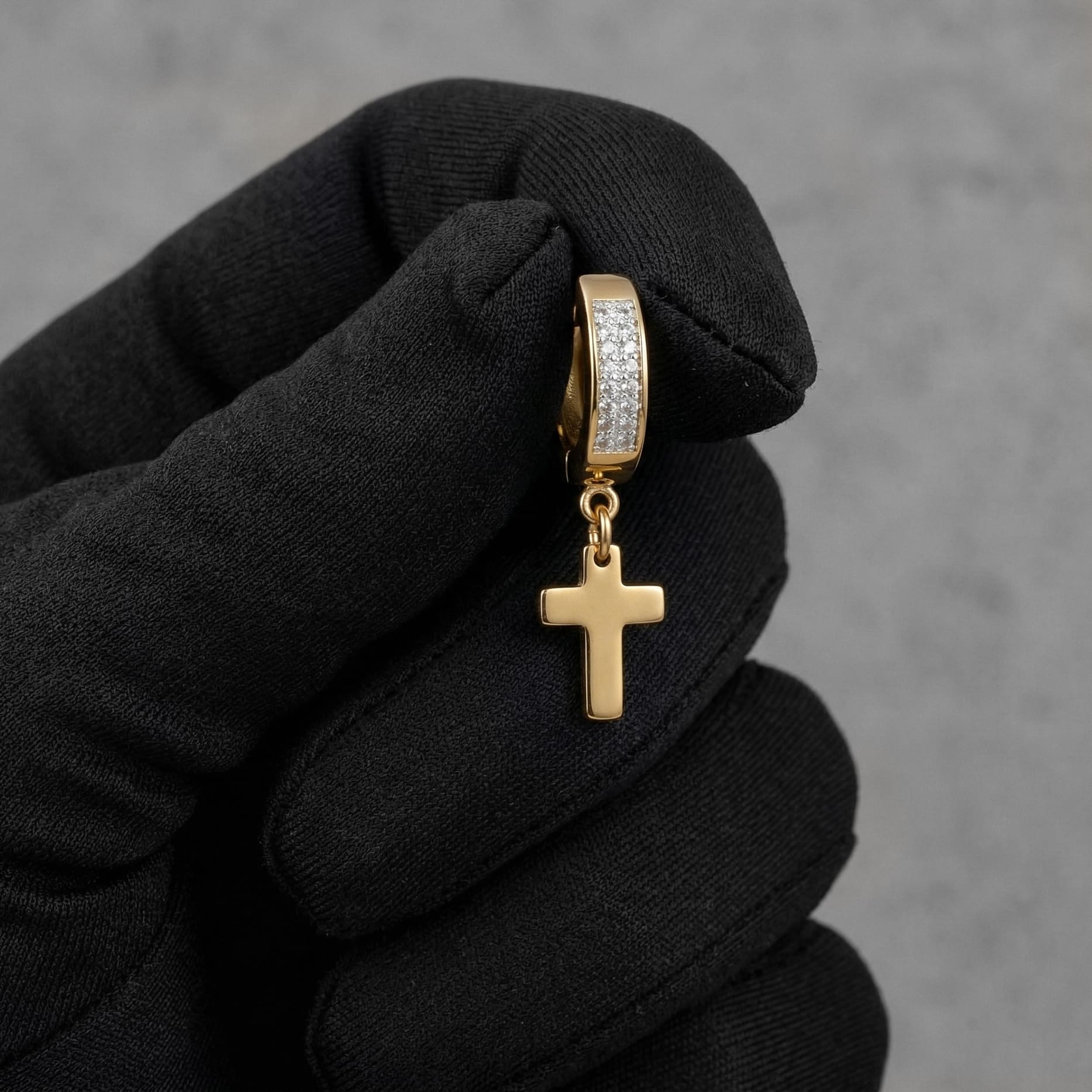 Stainless Steel Hanging Cross Huggie Earrings