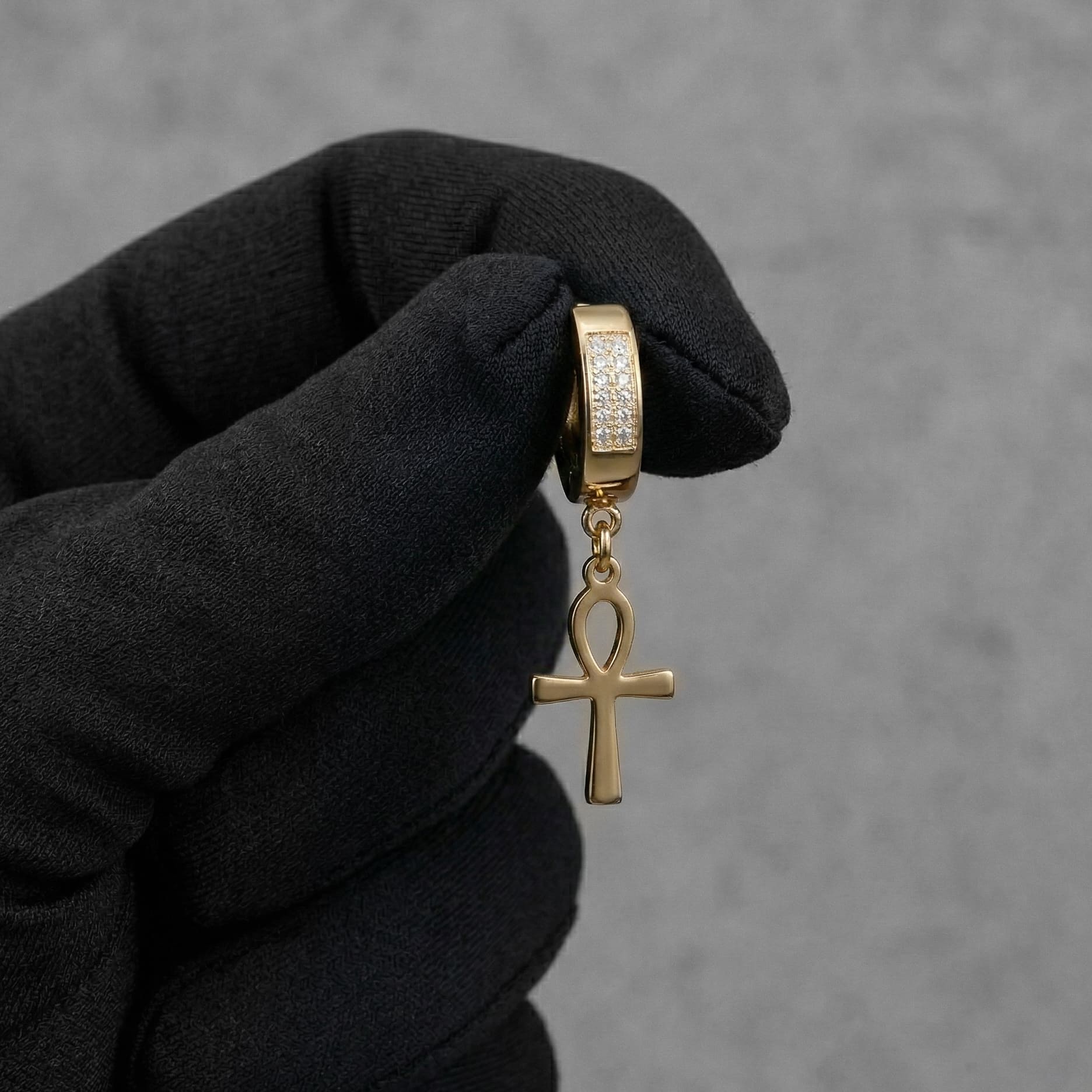 Stainless Steel Hanging Cross Huggie Earrings