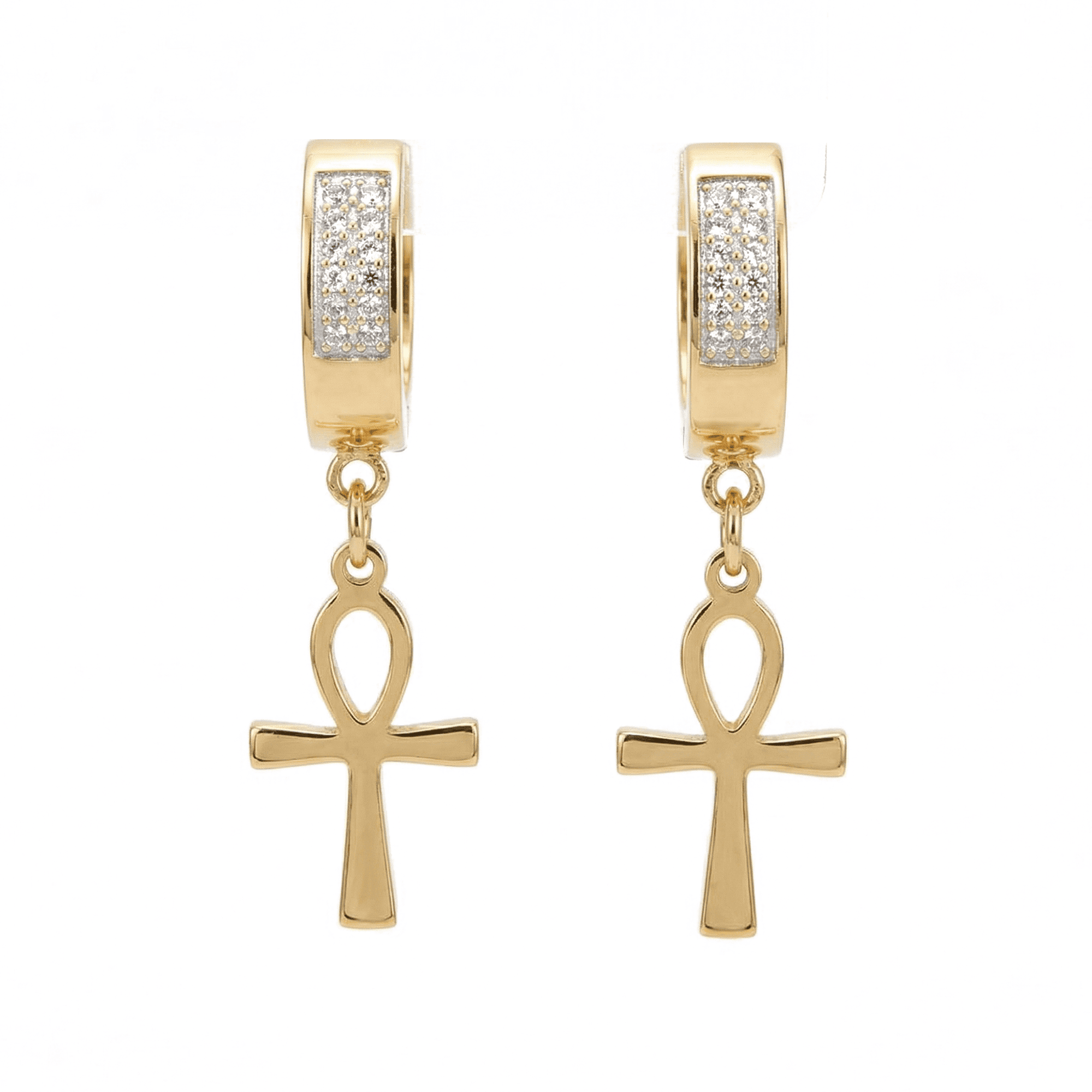 Stainless Steel Hanging Cross Huggie Earrings