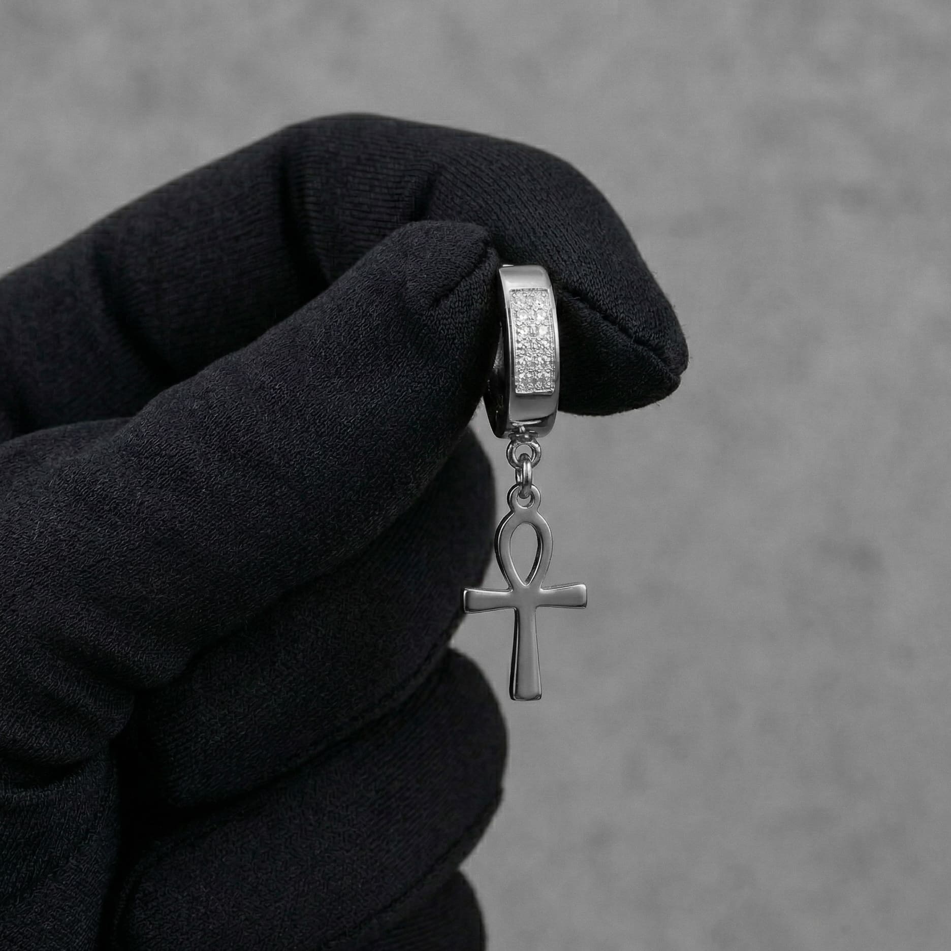 Stainless Steel Hanging Cross Huggie Earrings