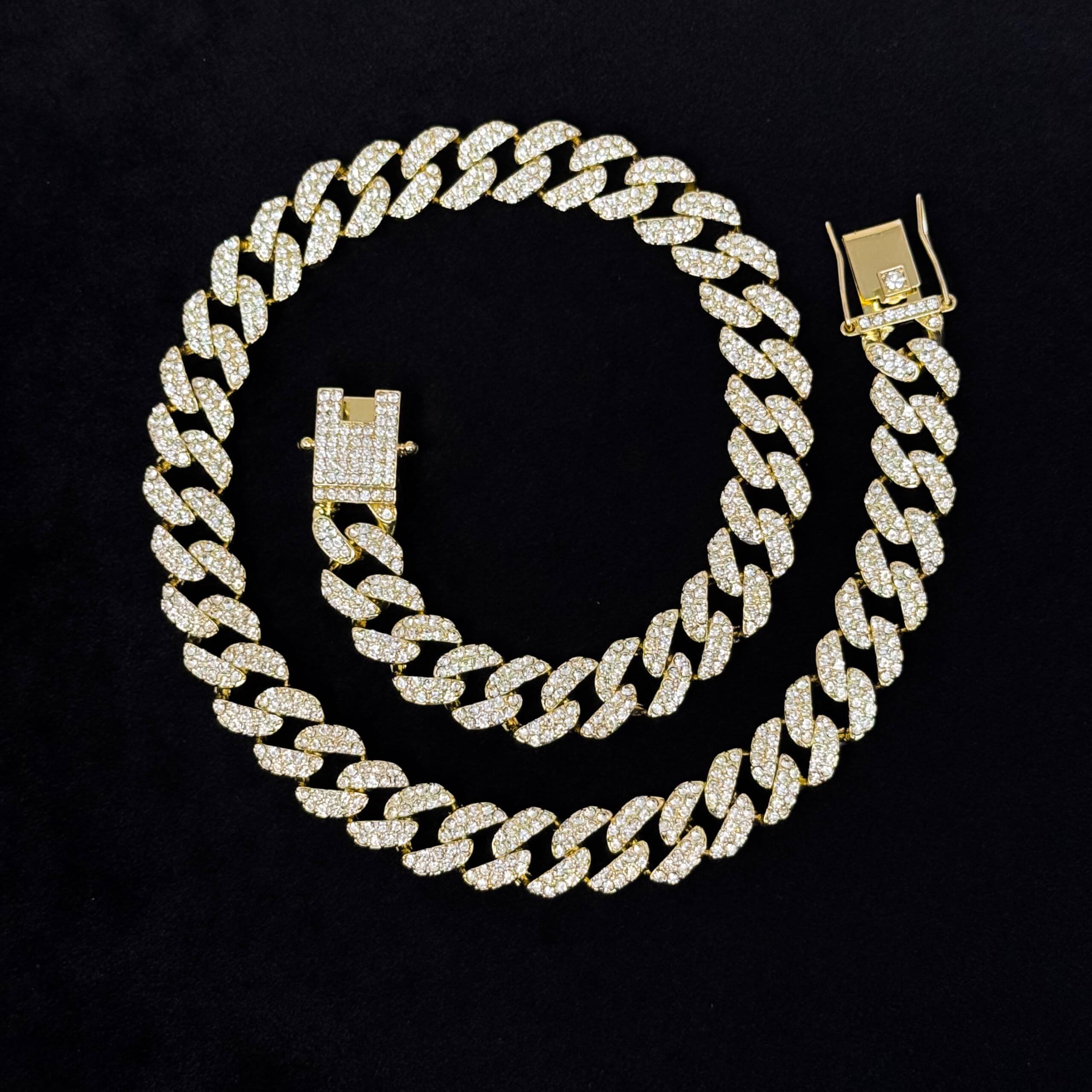Men's 9mm Iced Out Cuban Link Chain & Bracelet Set