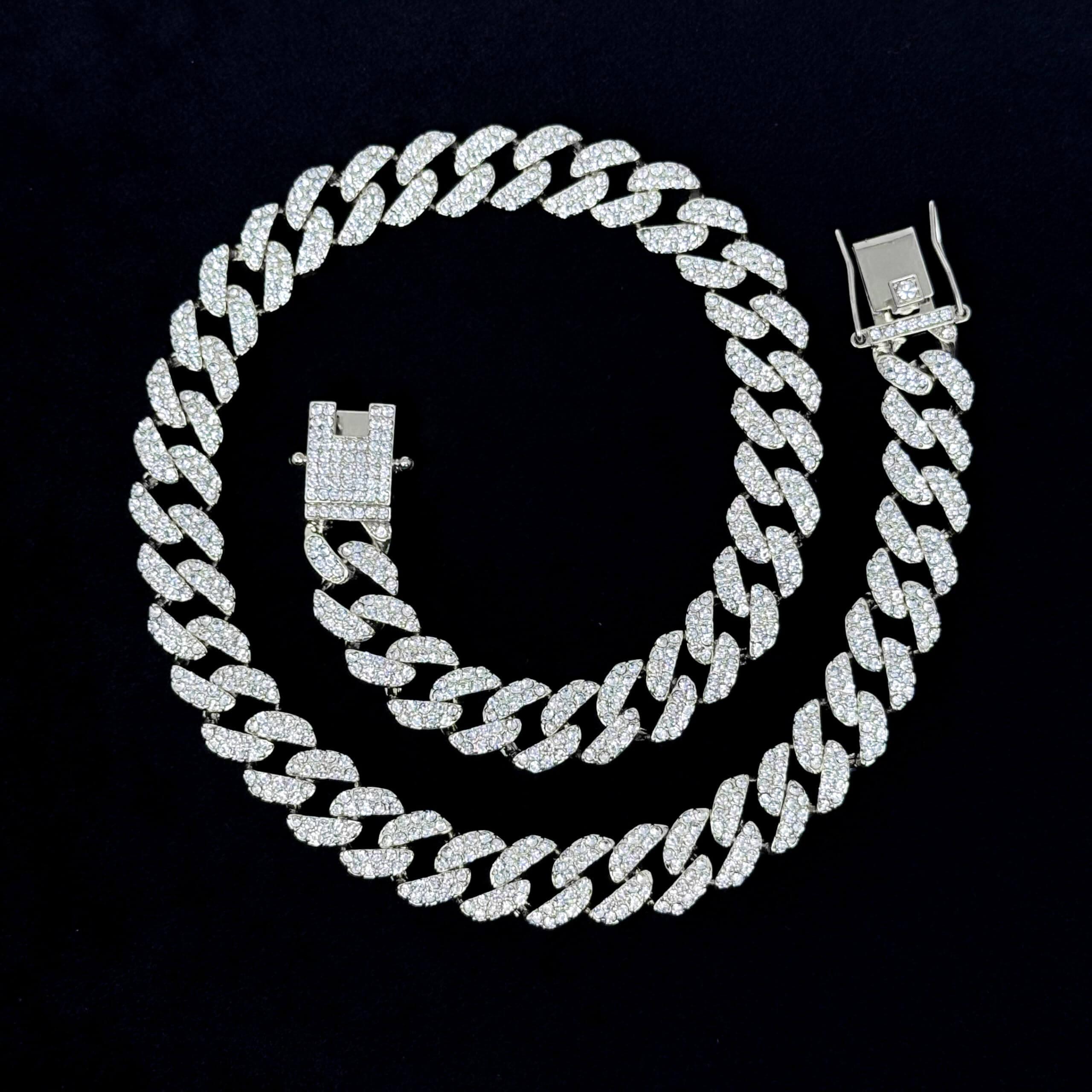 Men's 9mm Iced Out Cuban Link Chain & Bracelet Set