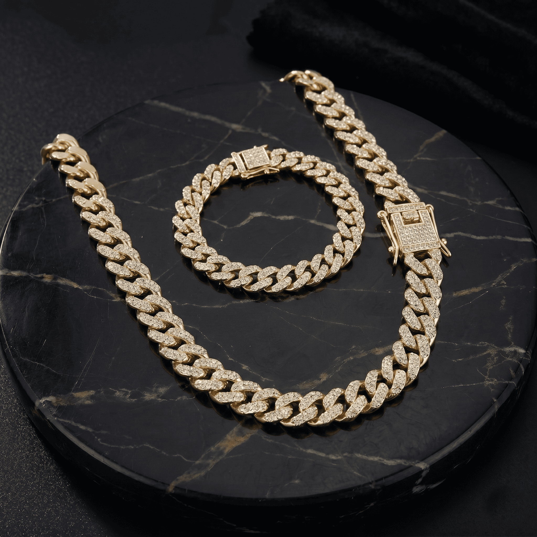 Men's 13mm Iced Out Cuban Link Chain & Bracelet Set