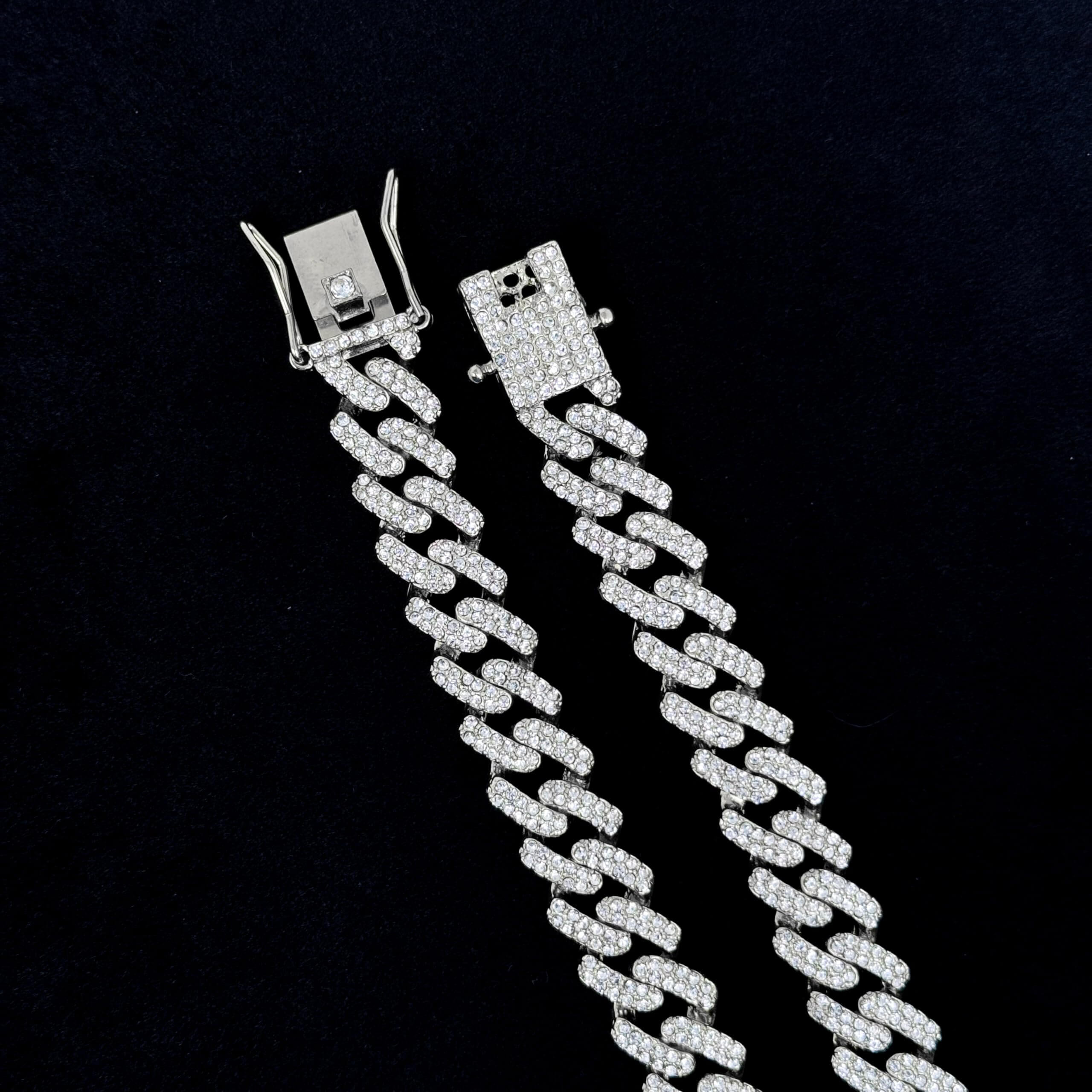 Men's 12mm Iced Out Cuban Link Chain & Bracelet Set