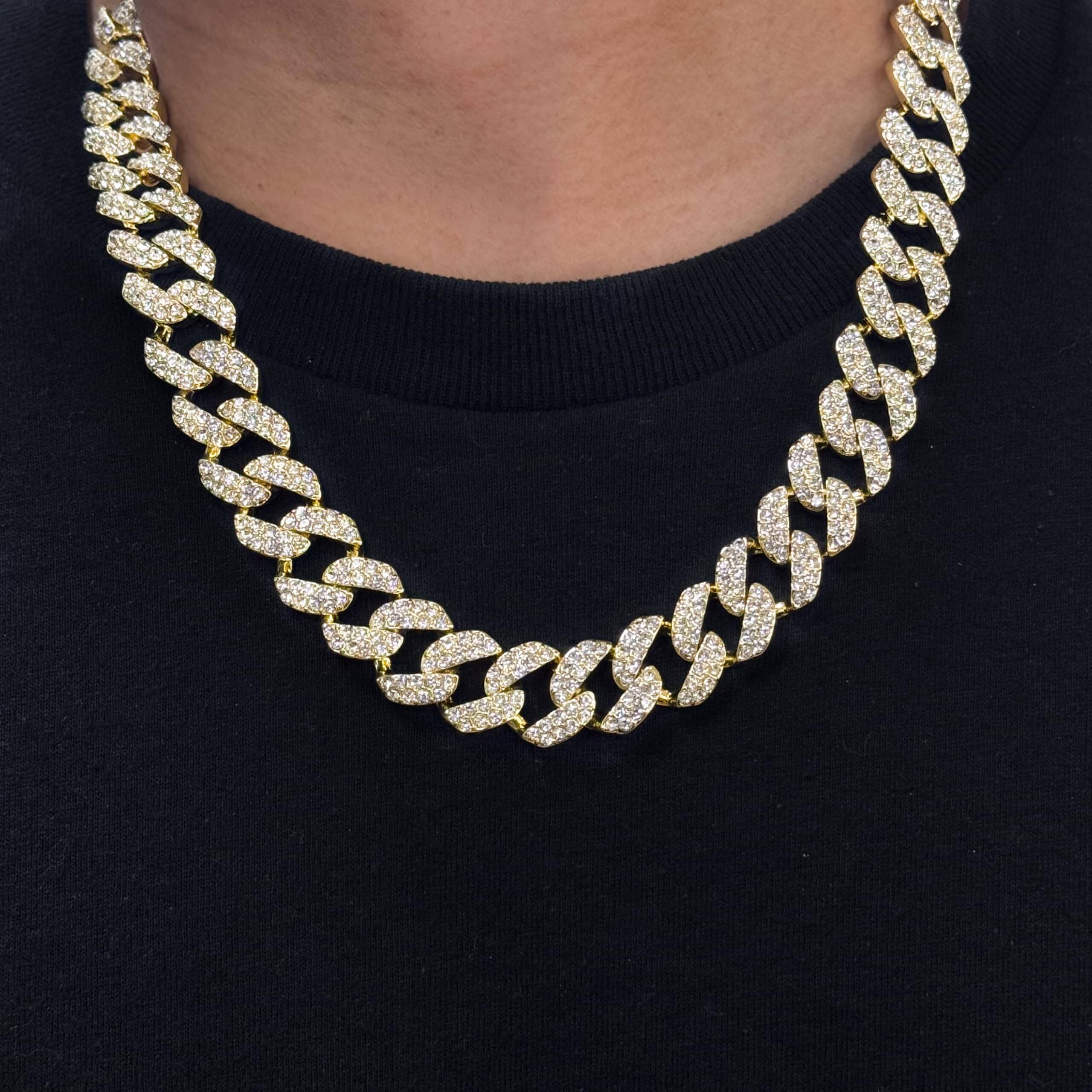 Men's 15mm Iced Out Cuban Link Chain & Bracelet Set