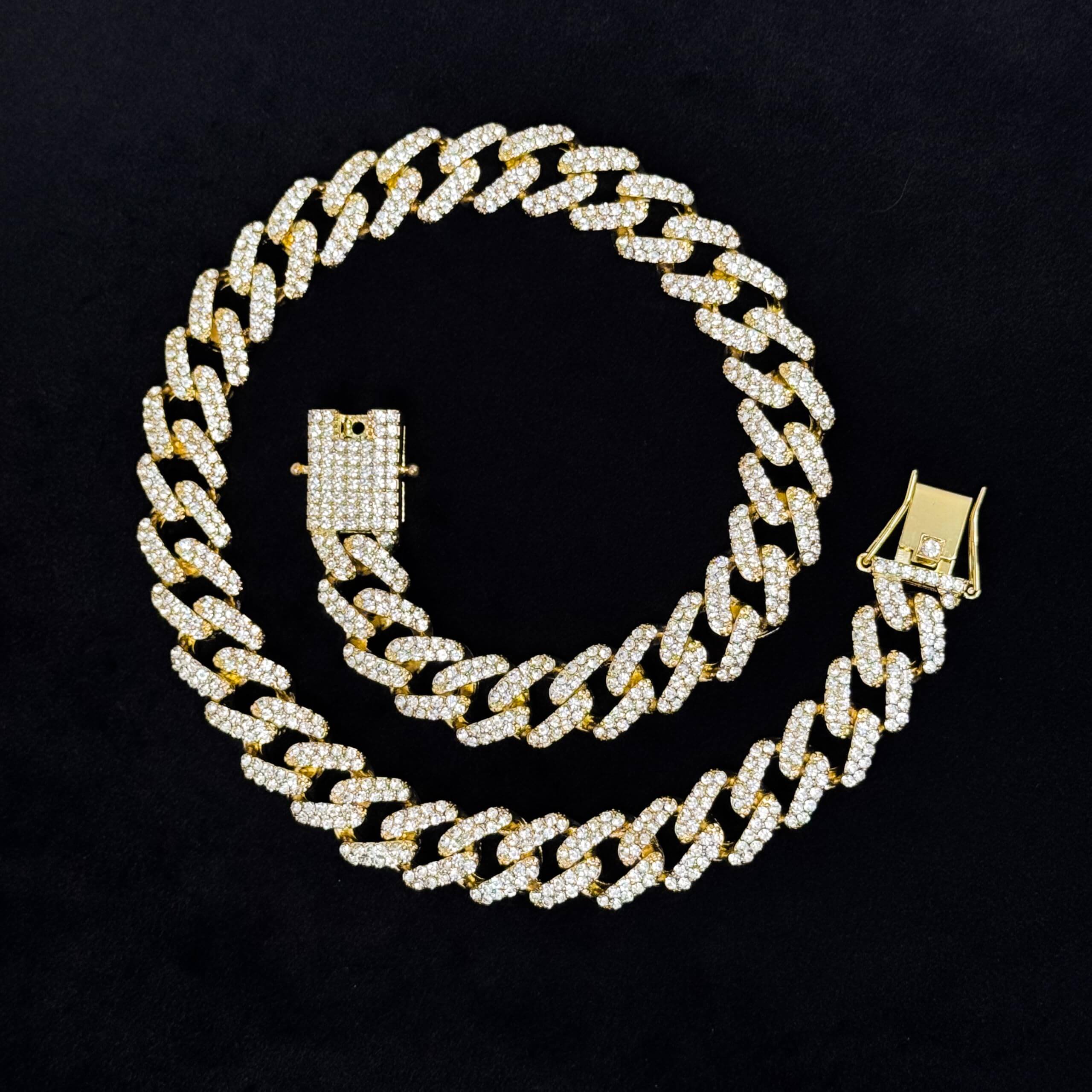 Men's 15mm Iced Out Cuban Link Chain & Bracelet Set