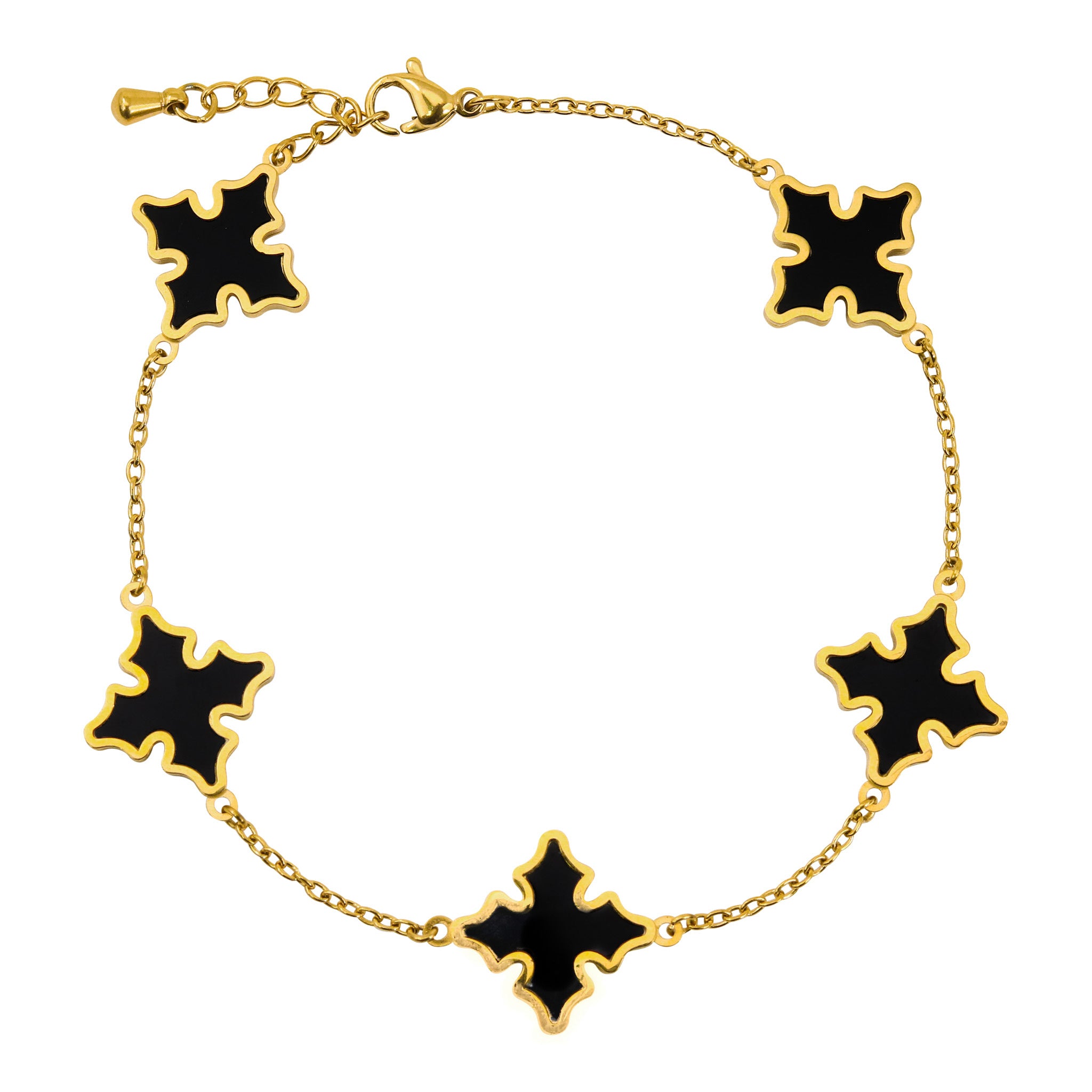 Men's 15mm Gold Multi-Cross Bracelet in Premium Stainless Steel – Double-Sided Design, Water, Heat & Sweat Proof
