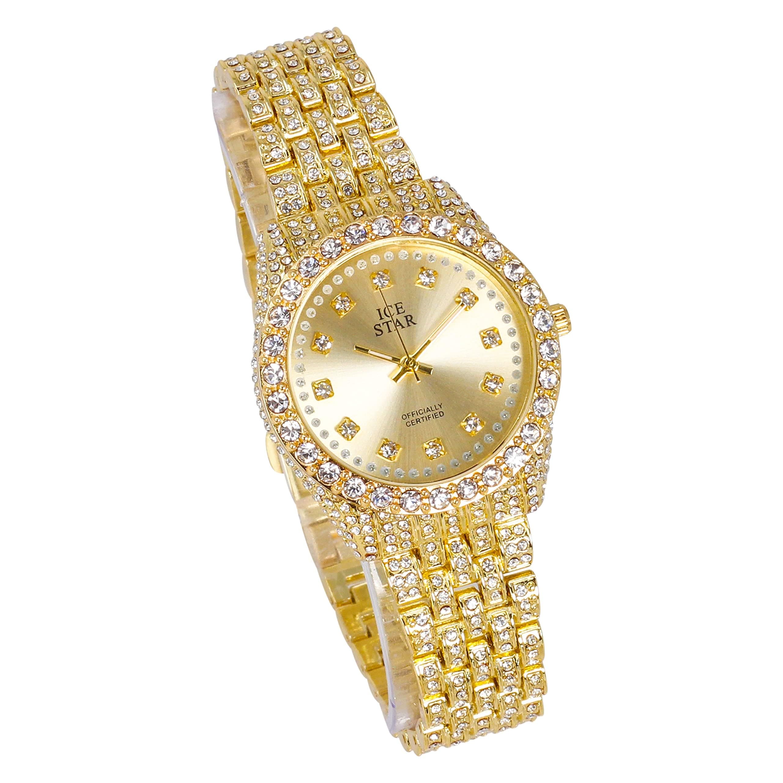 Women's 32mm Iced Out Round Watch and Tennis Bracelet Set