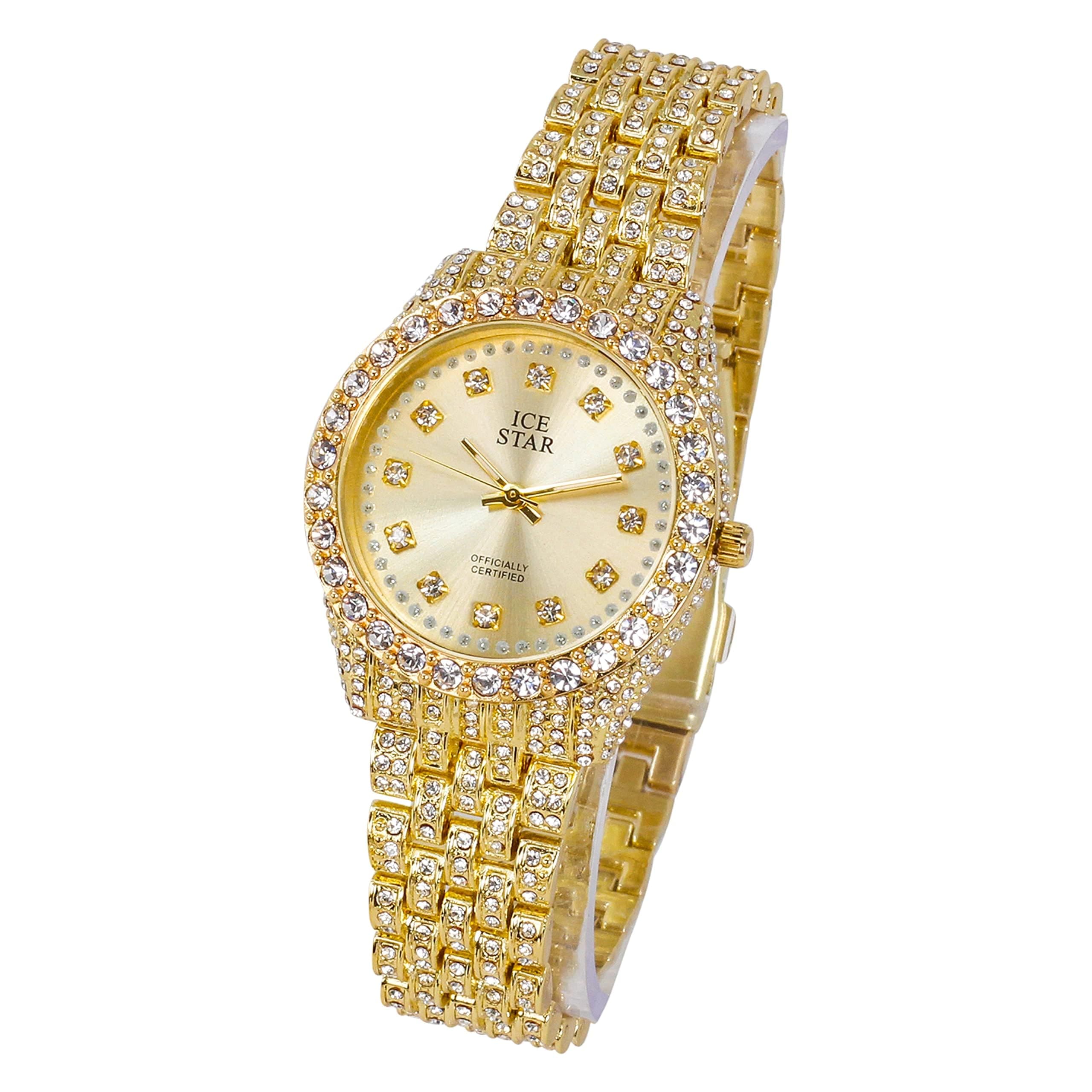 Women's 32mm Iced Out Round Watch and Tennis Bracelet Set