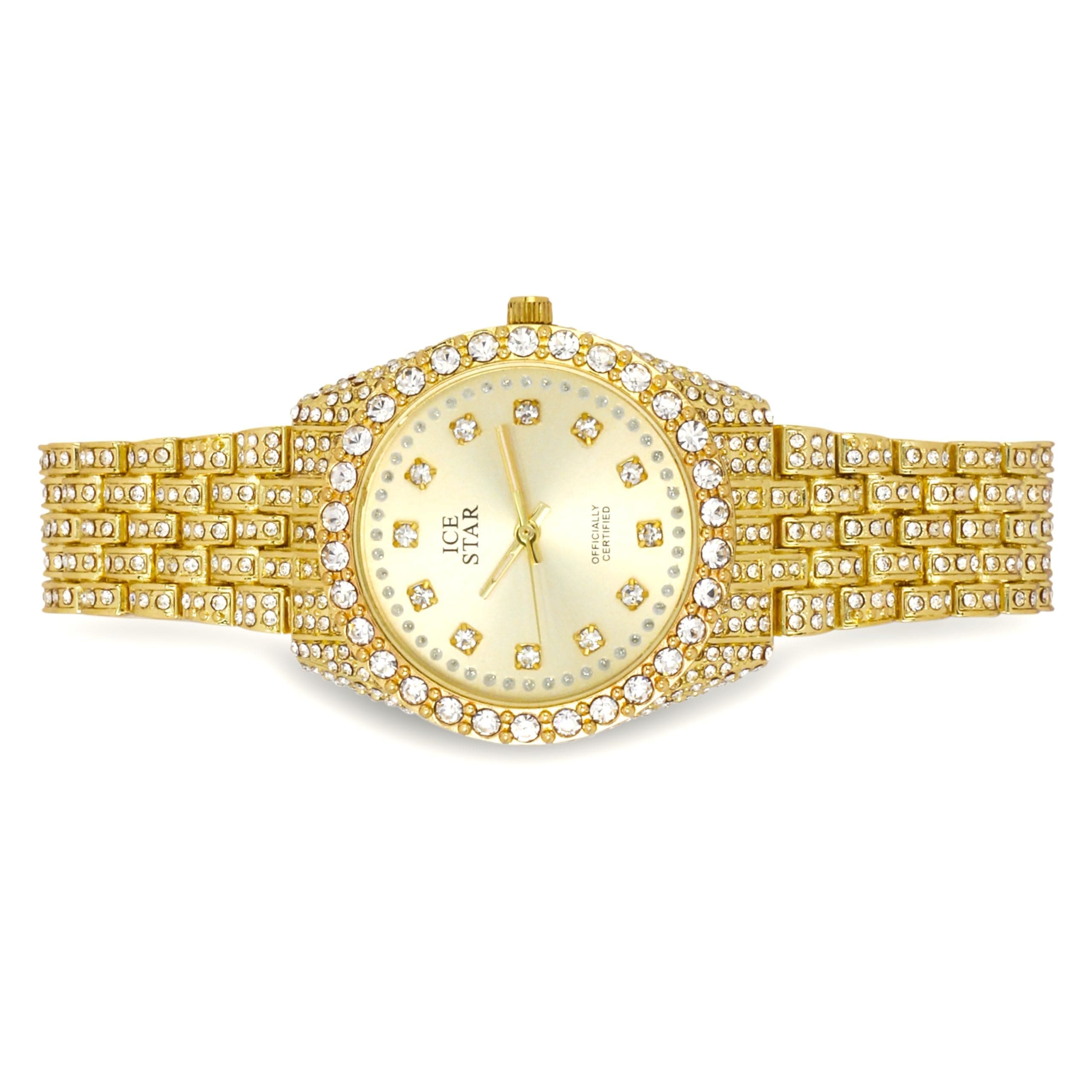 Women's 32mm Iced Out Round Watch and Tennis Bracelet Set