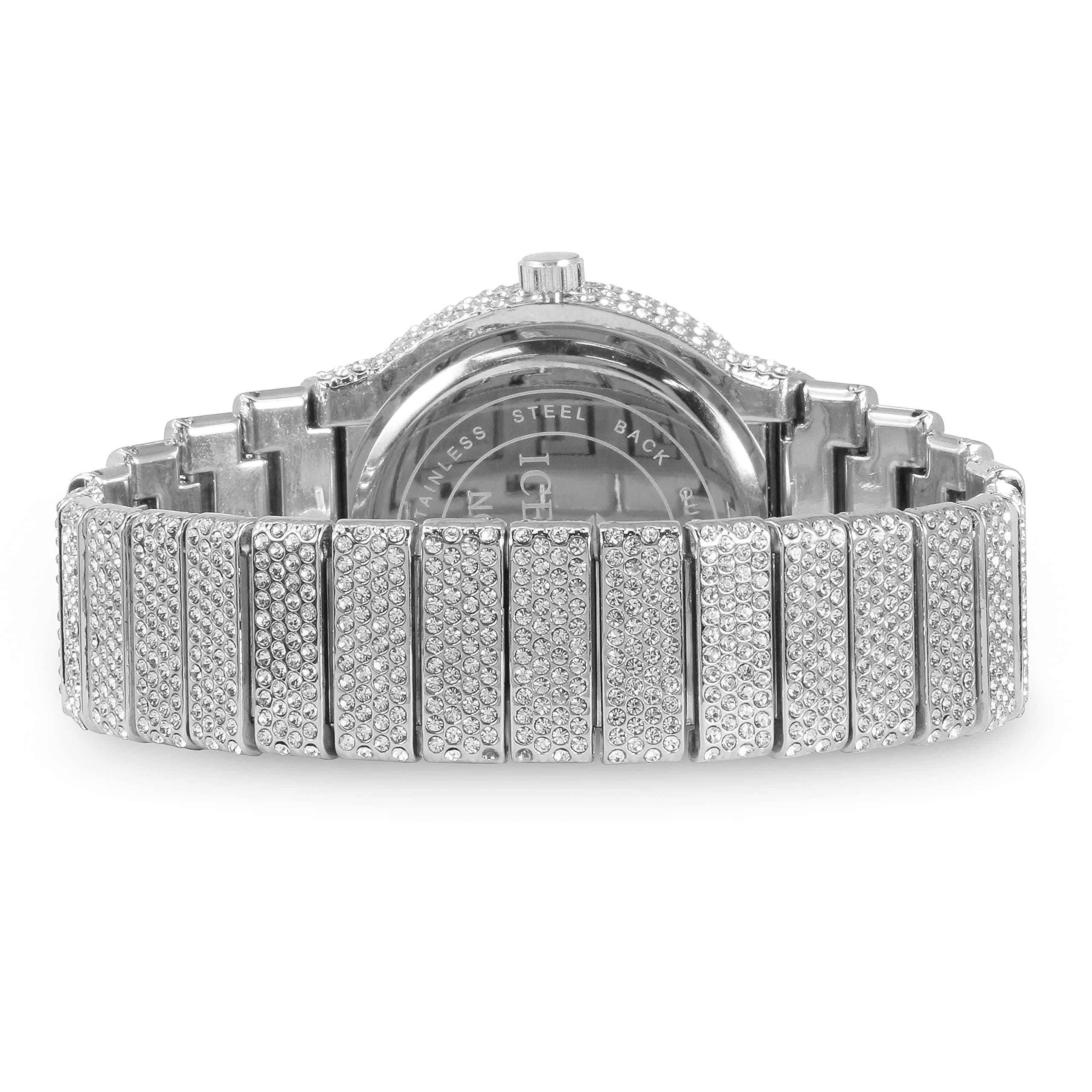 Men's 46mm Iced Out Round Watch and Cuban Link Bracelet Set