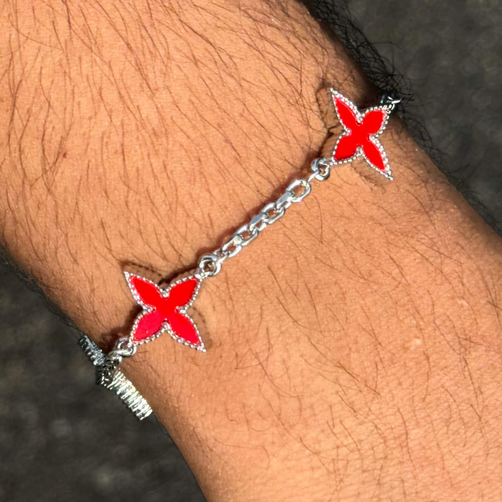 Men's 18mm Louis inspired Silver Multi Charm Bracelet - Double-sided Charms