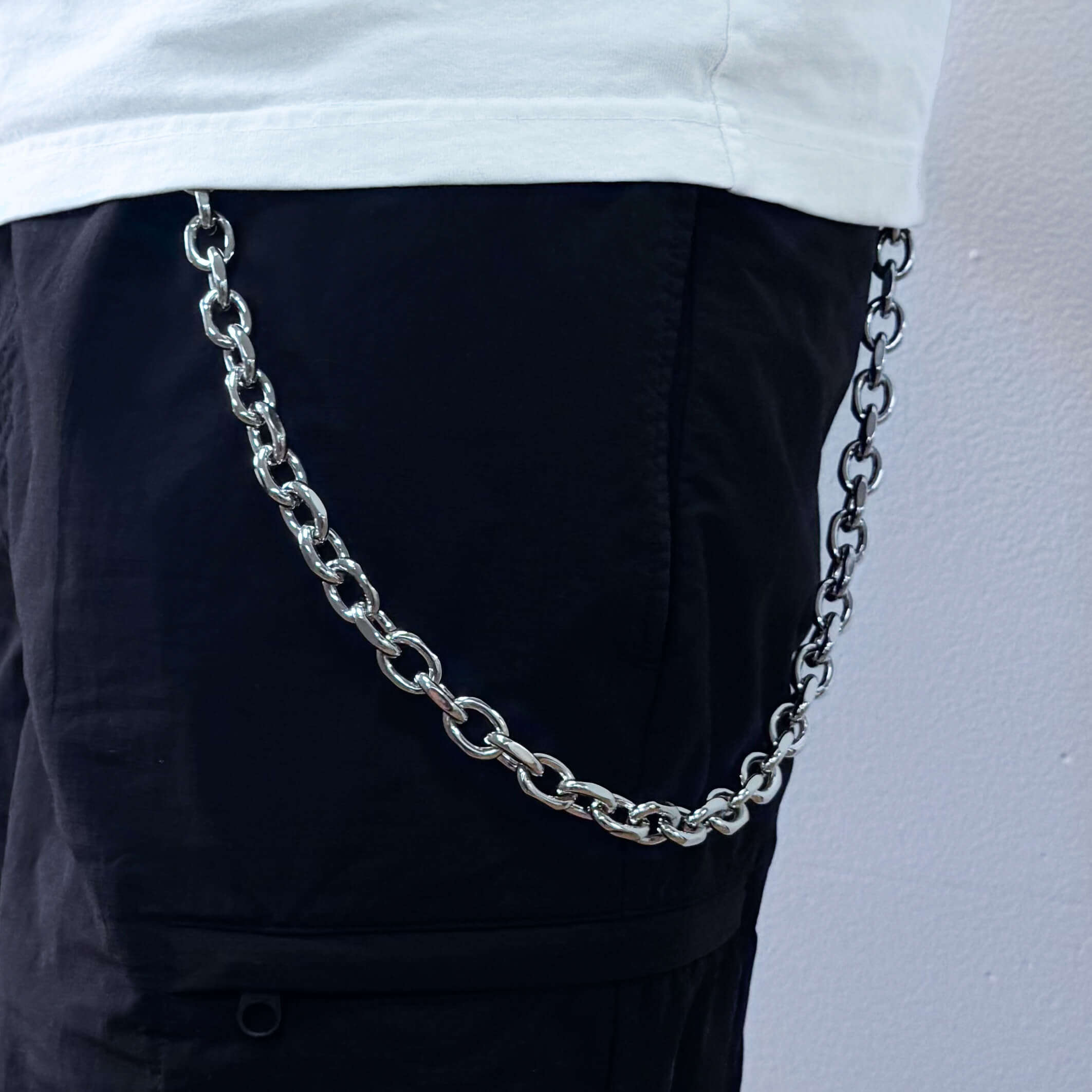 Men's 12mm Silver Pant Chain Stylish Accessory for Jeans