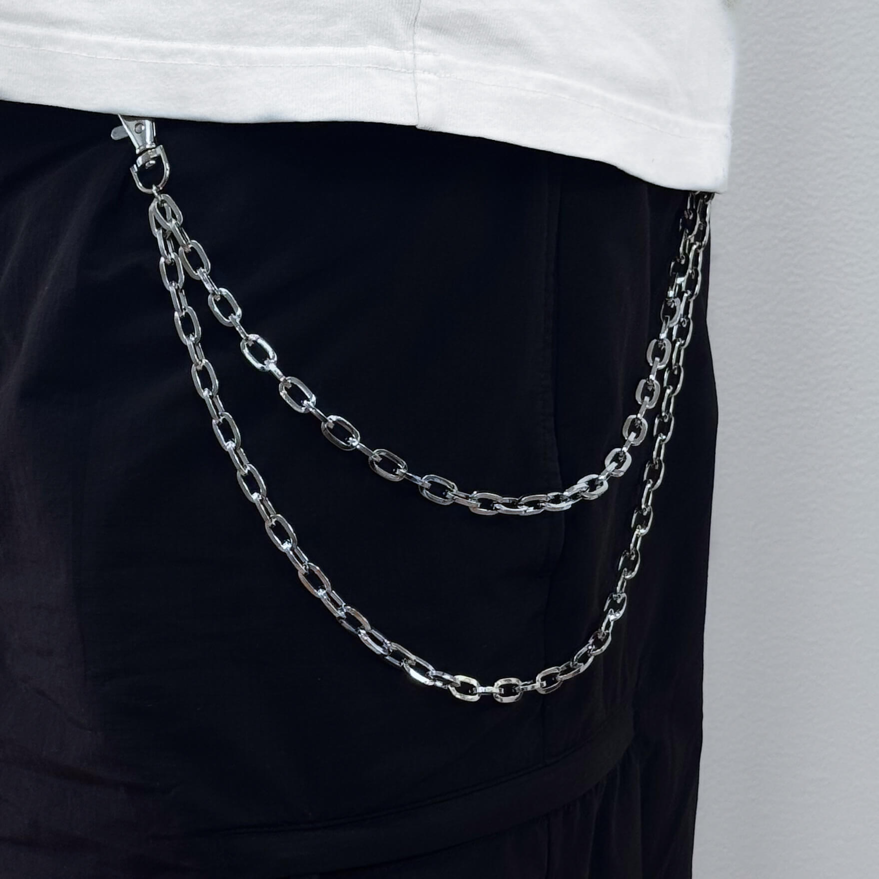 Men's Double Layered Silver Pant Chains Stylish Accessory for Jeans