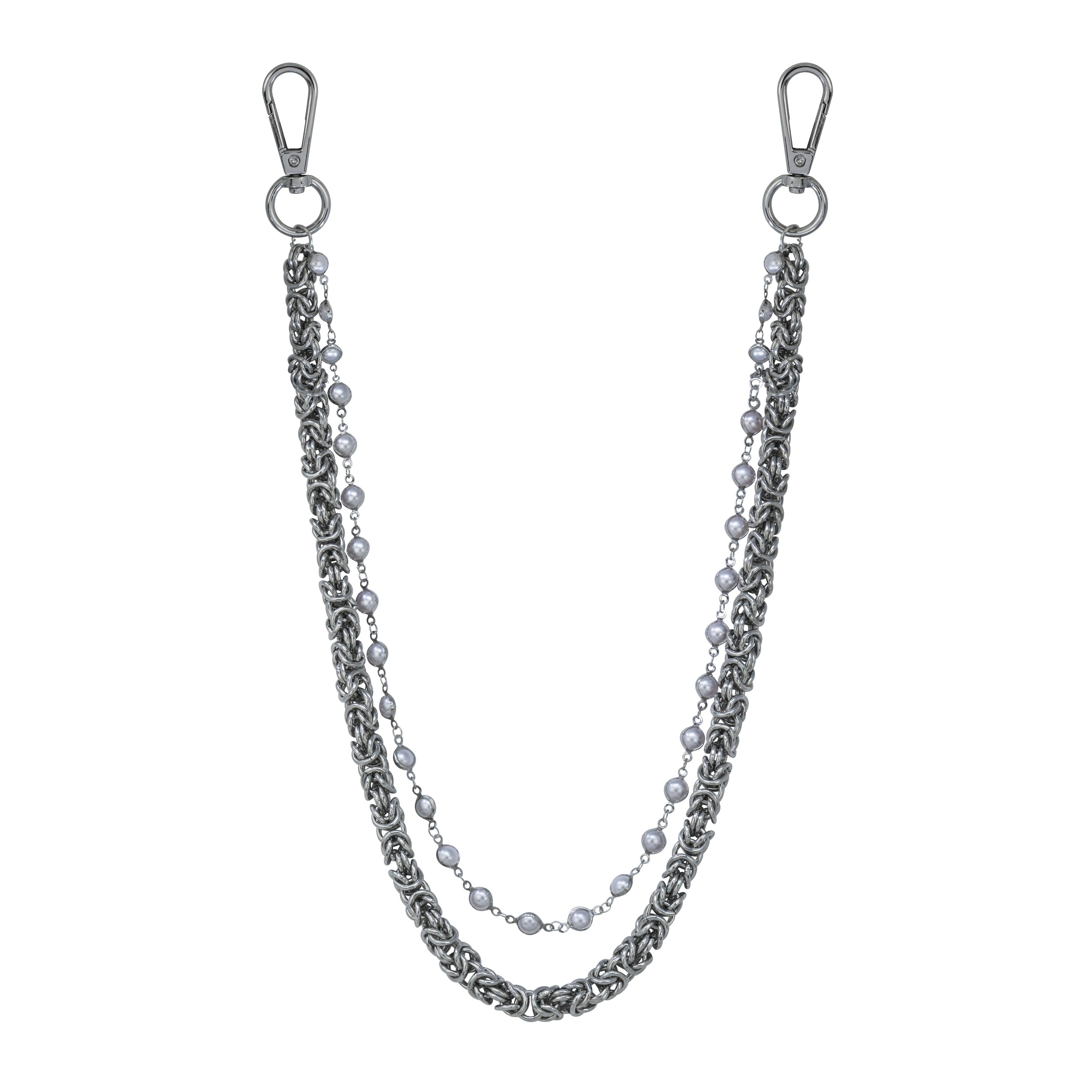 Men’s Double Layered Pearl Beaded Pant Chain - Stylish Accessory for Jeans