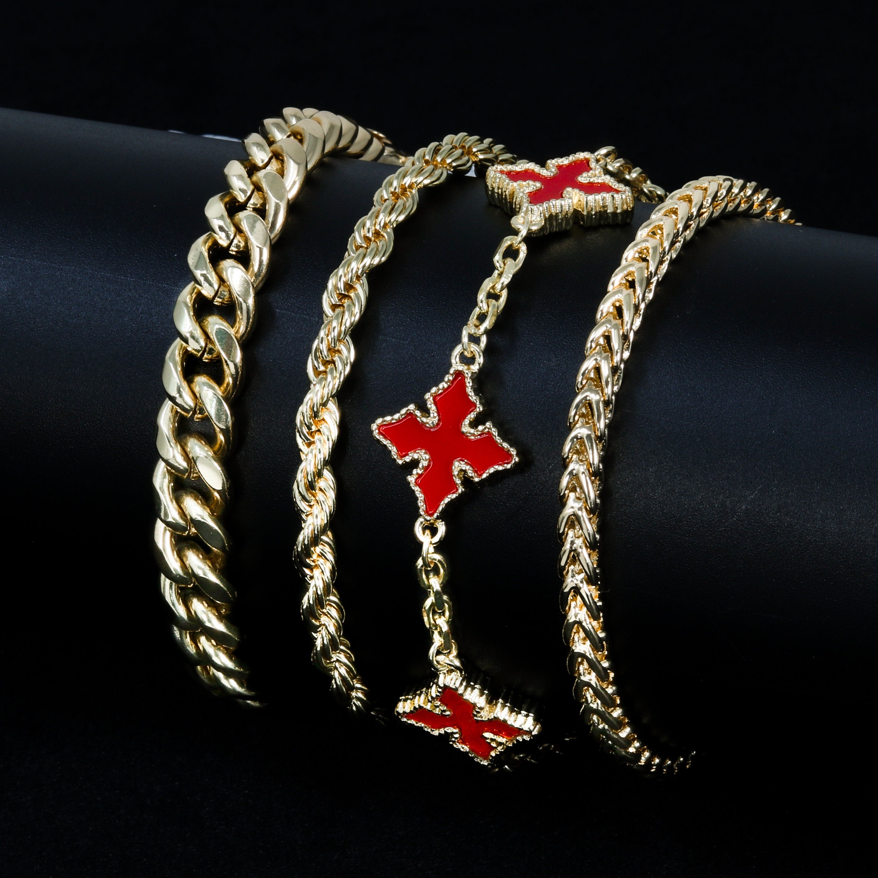 Men's 4-Piece Multi Cross Bracelet Set - Classic and Versatile Accessory